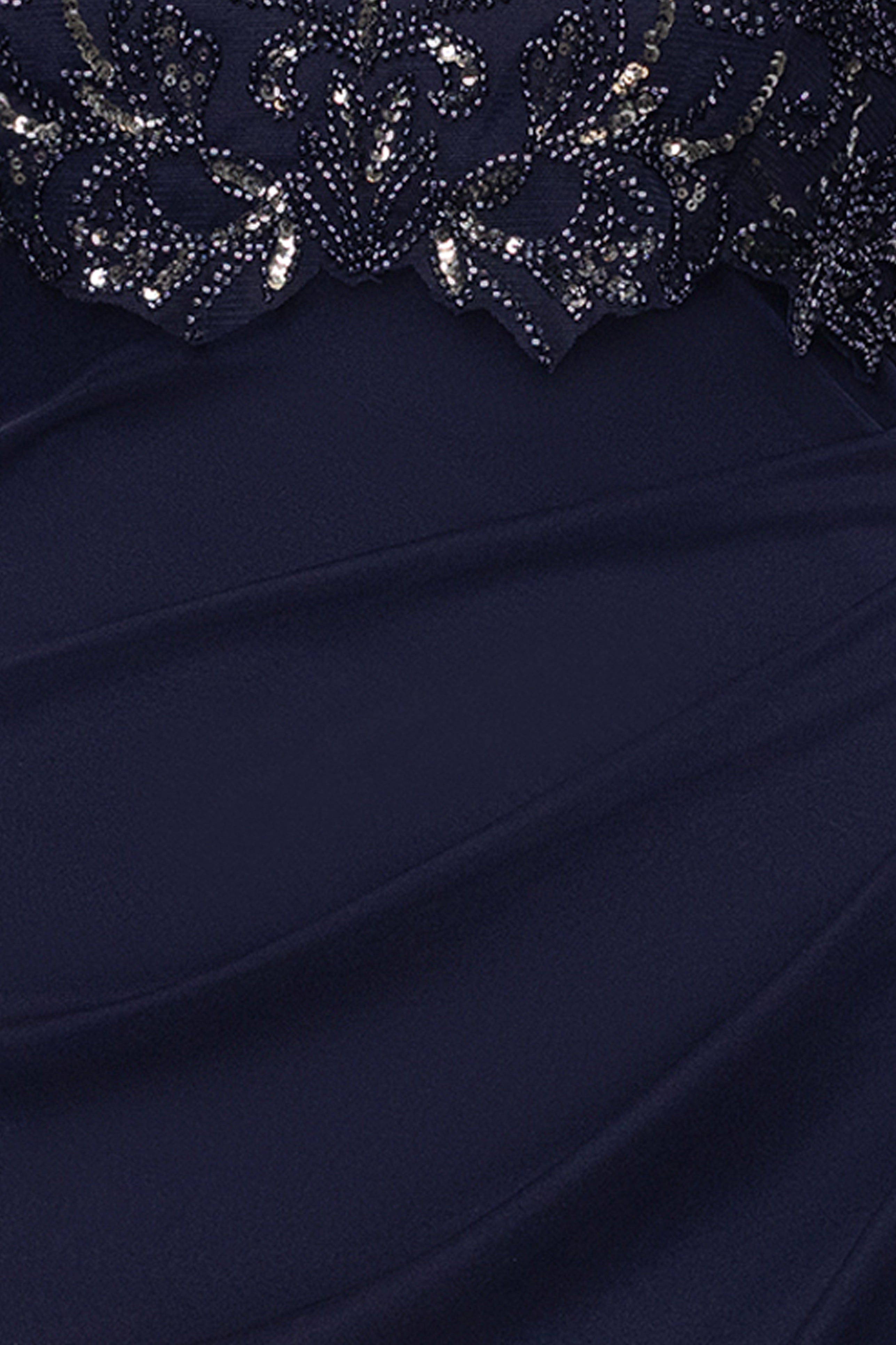 Plus "Giselle" Sheer Jersey Beaded V-Neck Floor Length Dress