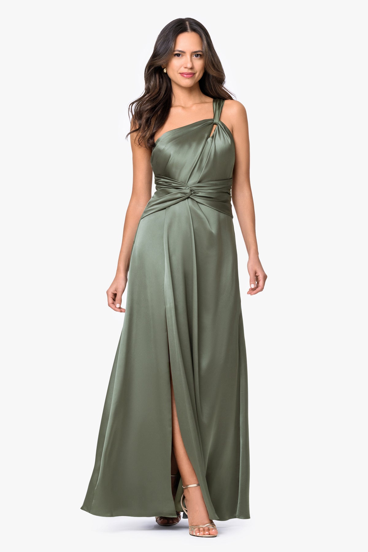 "Leona" Satin Twist Waist Dress