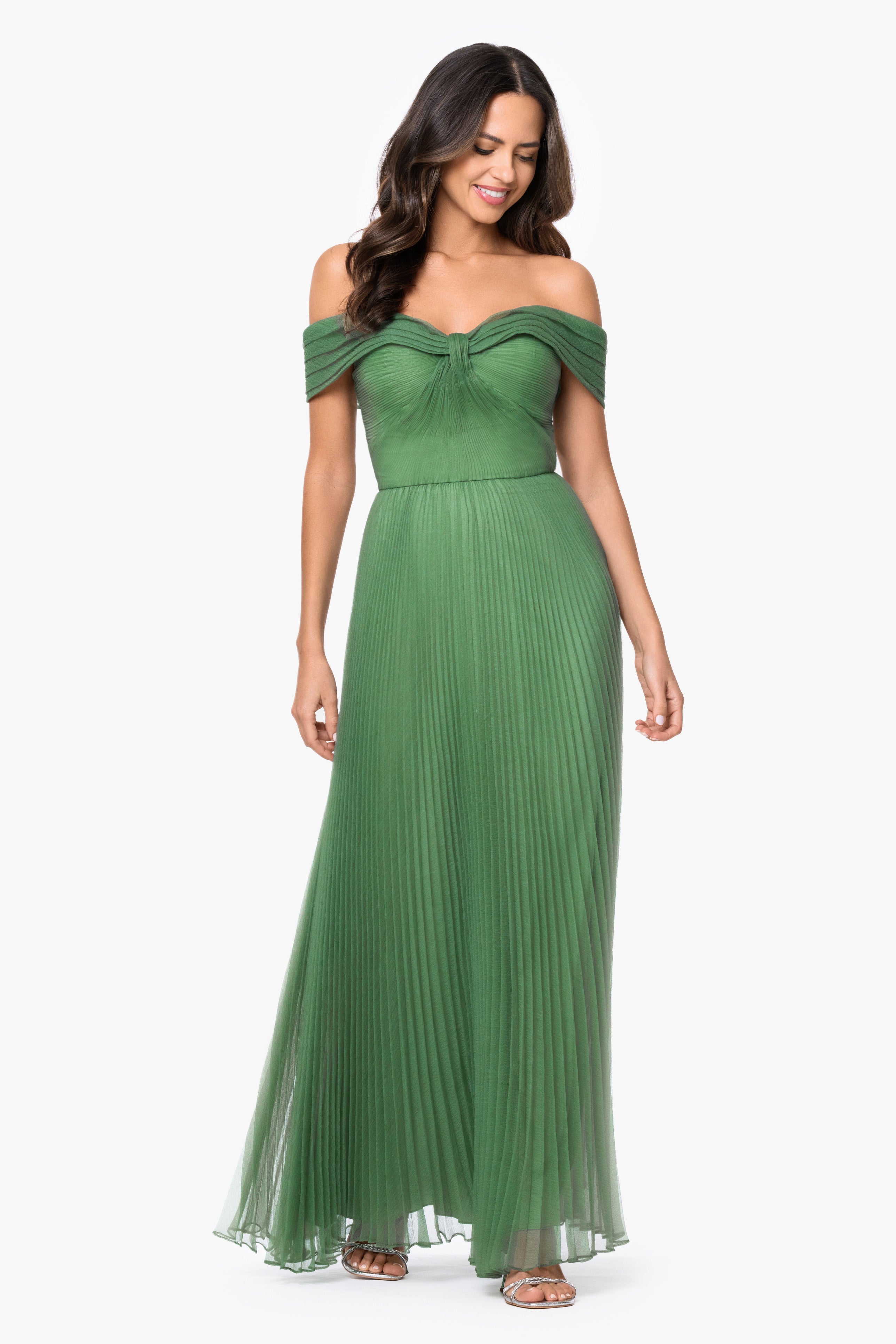 "Cora" Organza Pleated Off The Shoulder Dress