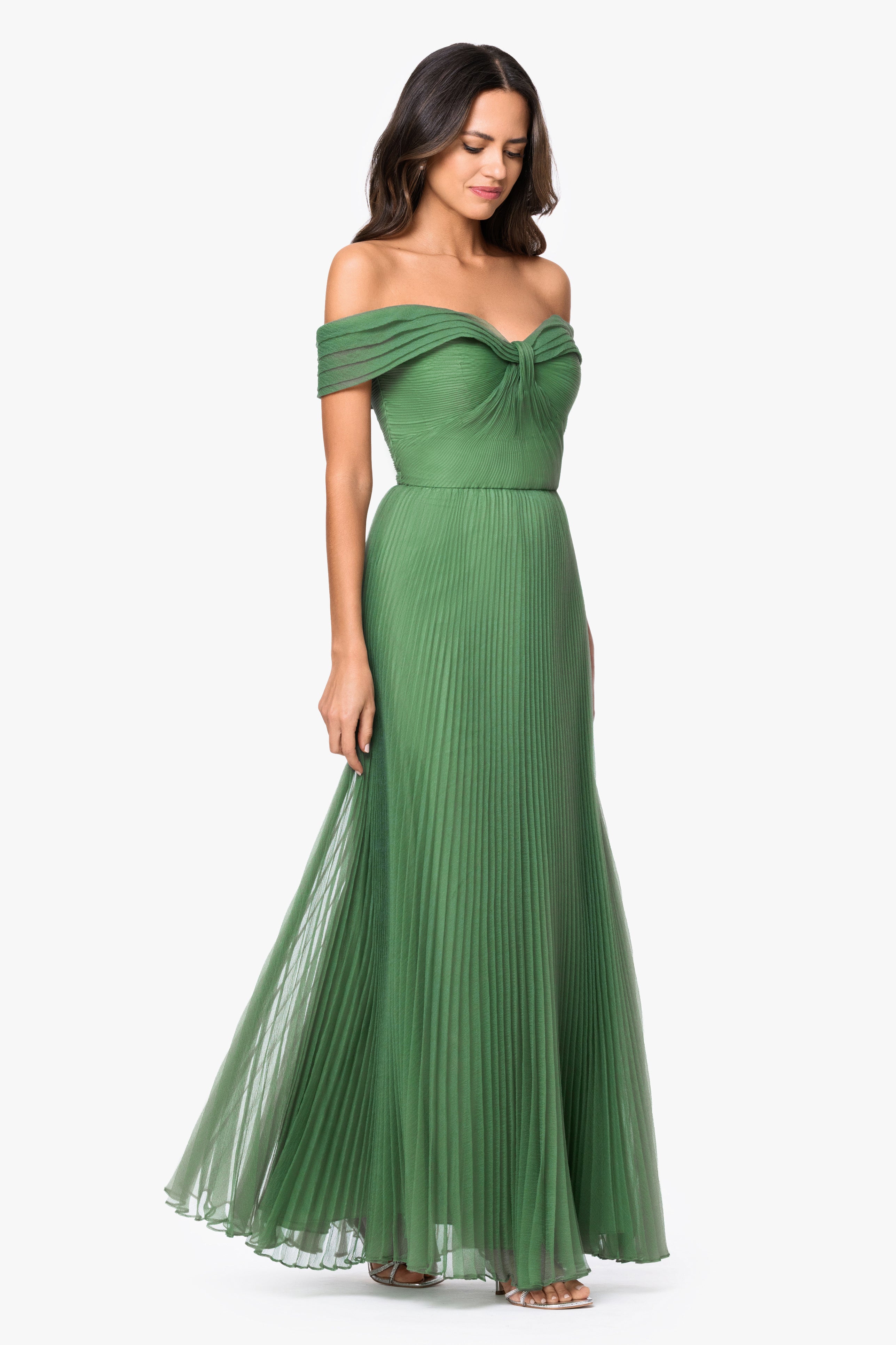 "Cora" Organza Pleated Off The Shoulder Dress