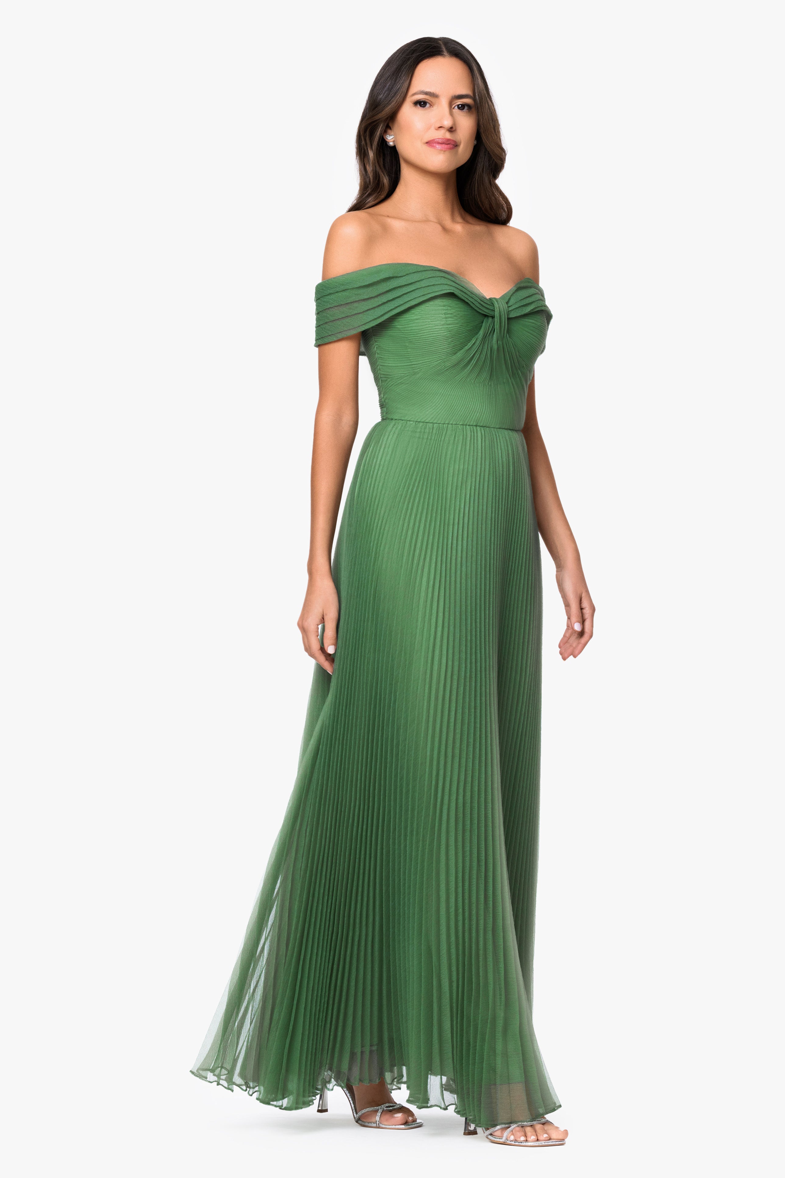 "Cora" Organza Pleated Off The Shoulder Dress