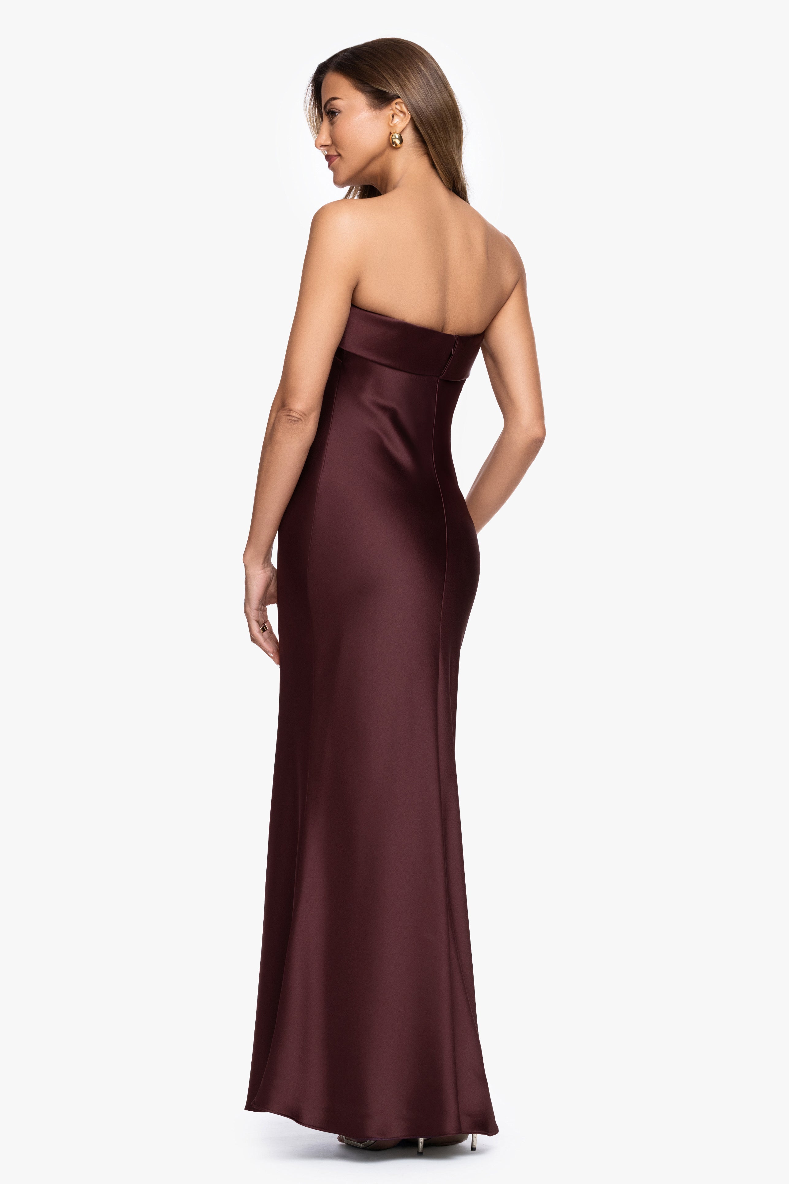 "Reese" Satin Long Strapless Gown
