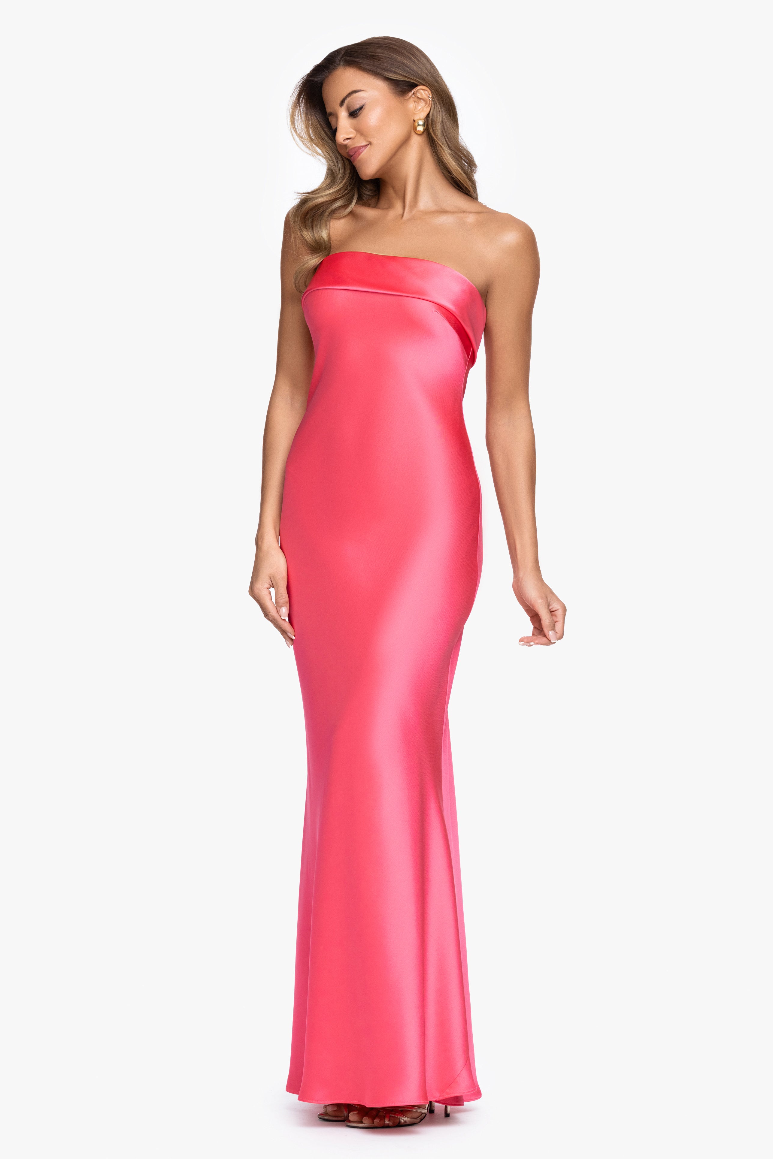 "Reese" Satin Long Strapless Gown