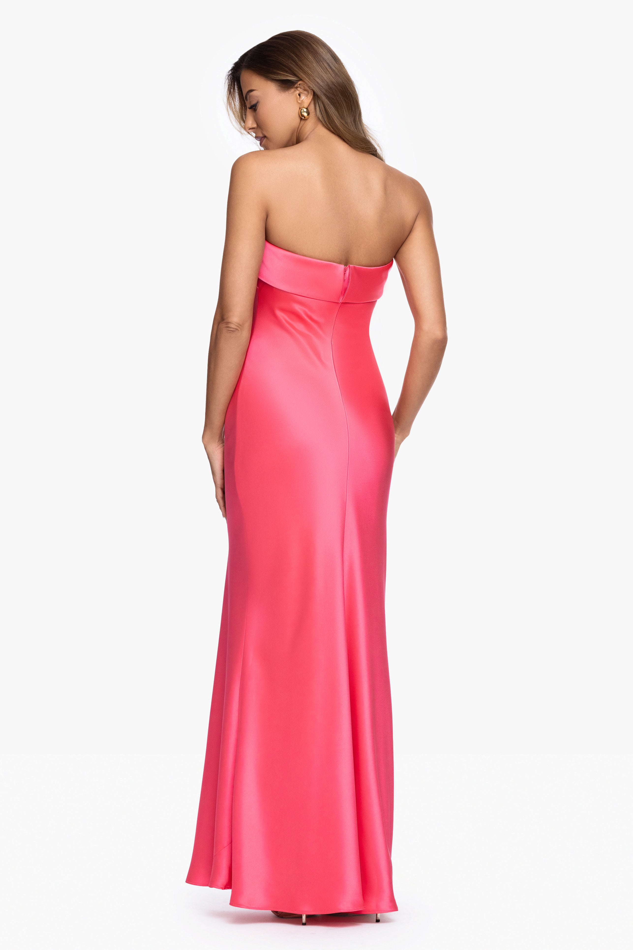 "Reese" Satin Long Strapless Gown