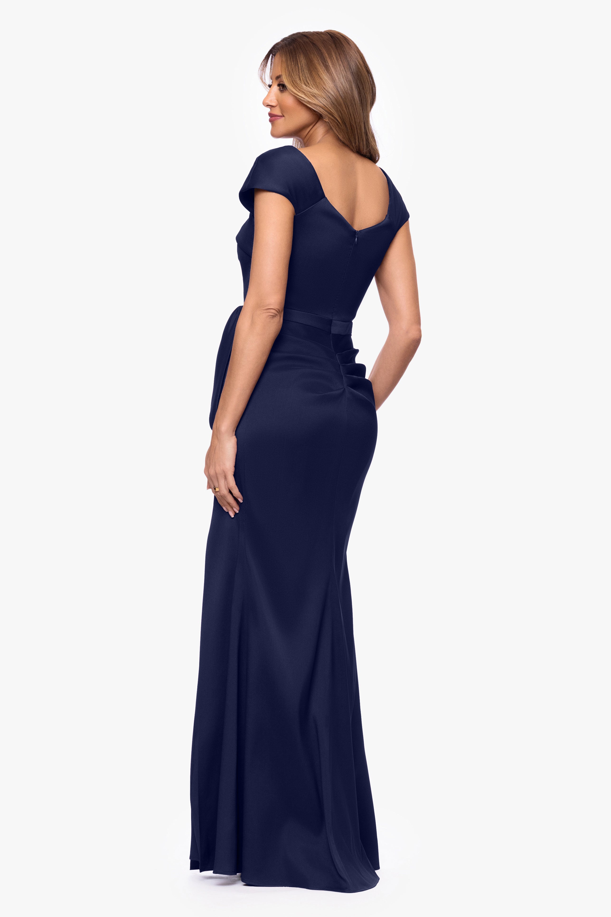"Katelyn" Stretch Mikado Asymmetrical Neckline Dress