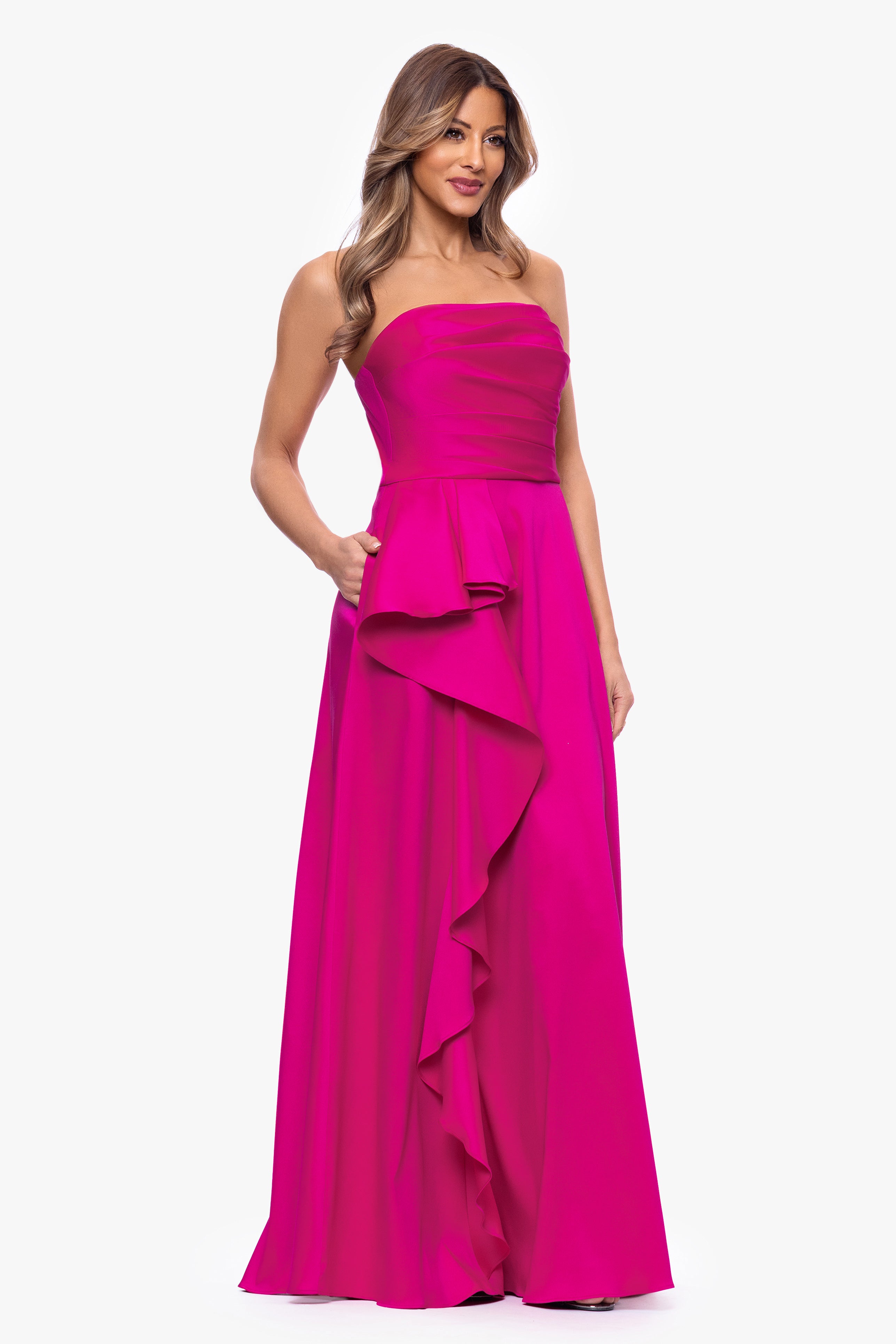 "Michelle" Mikado Satin Strapless Dress