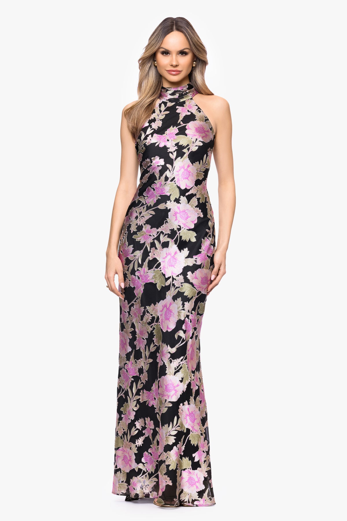 "Elliot" Burnout Chiffon Halter Tie Dress