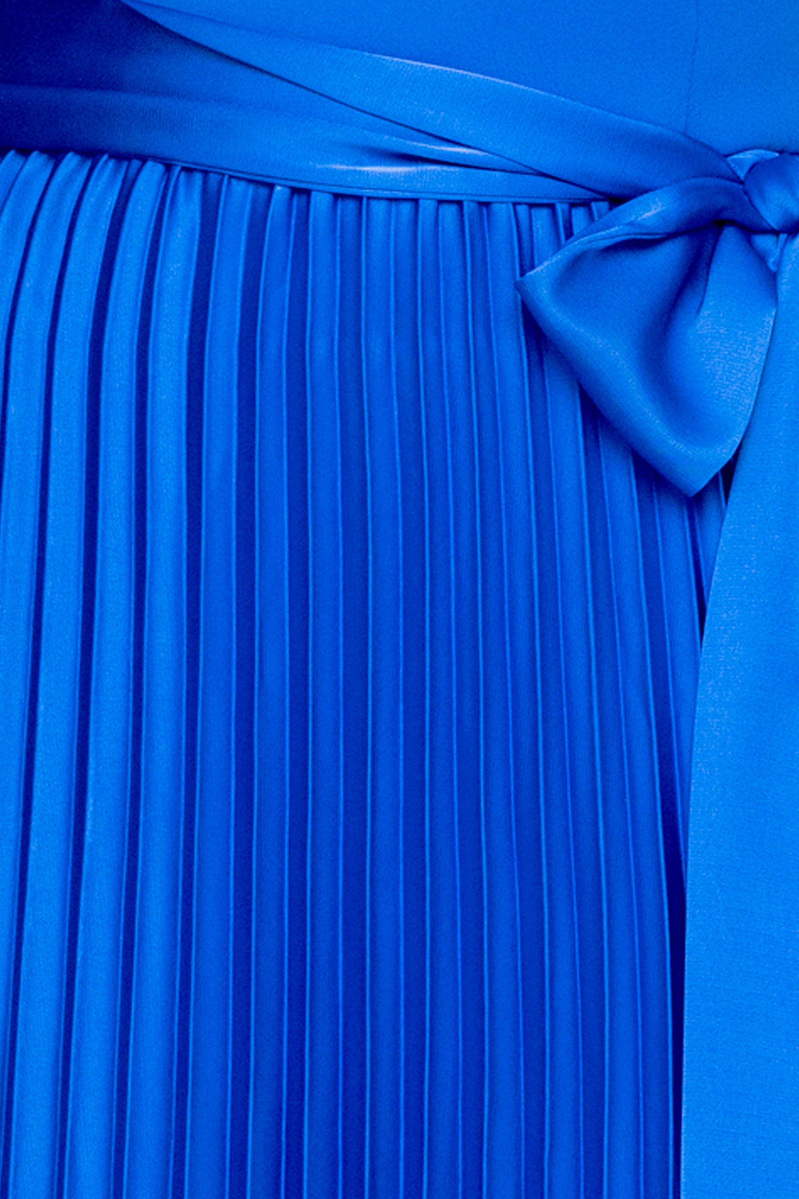 Plus "Cypress" Scuba Crepe & Satin Pleated Tie Skirt Dress