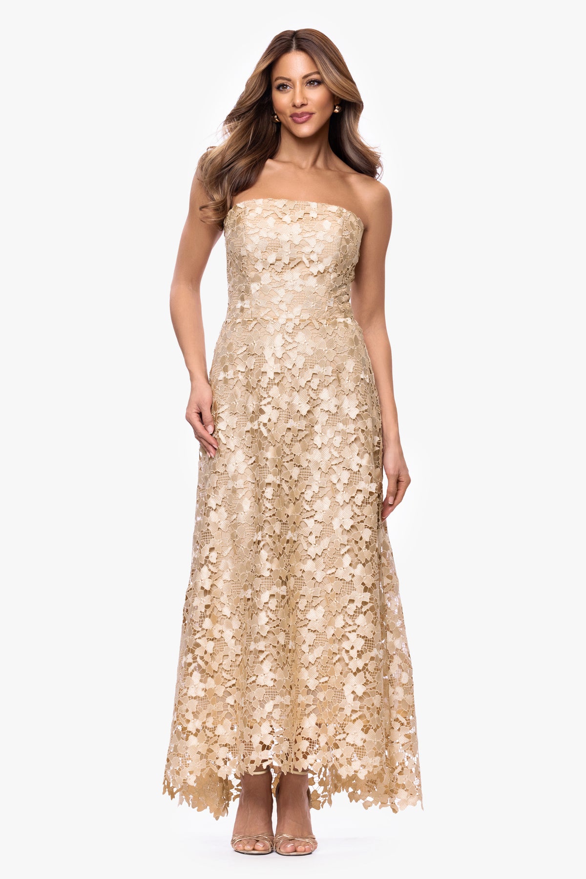 "Colby" Lace Strapless Gown