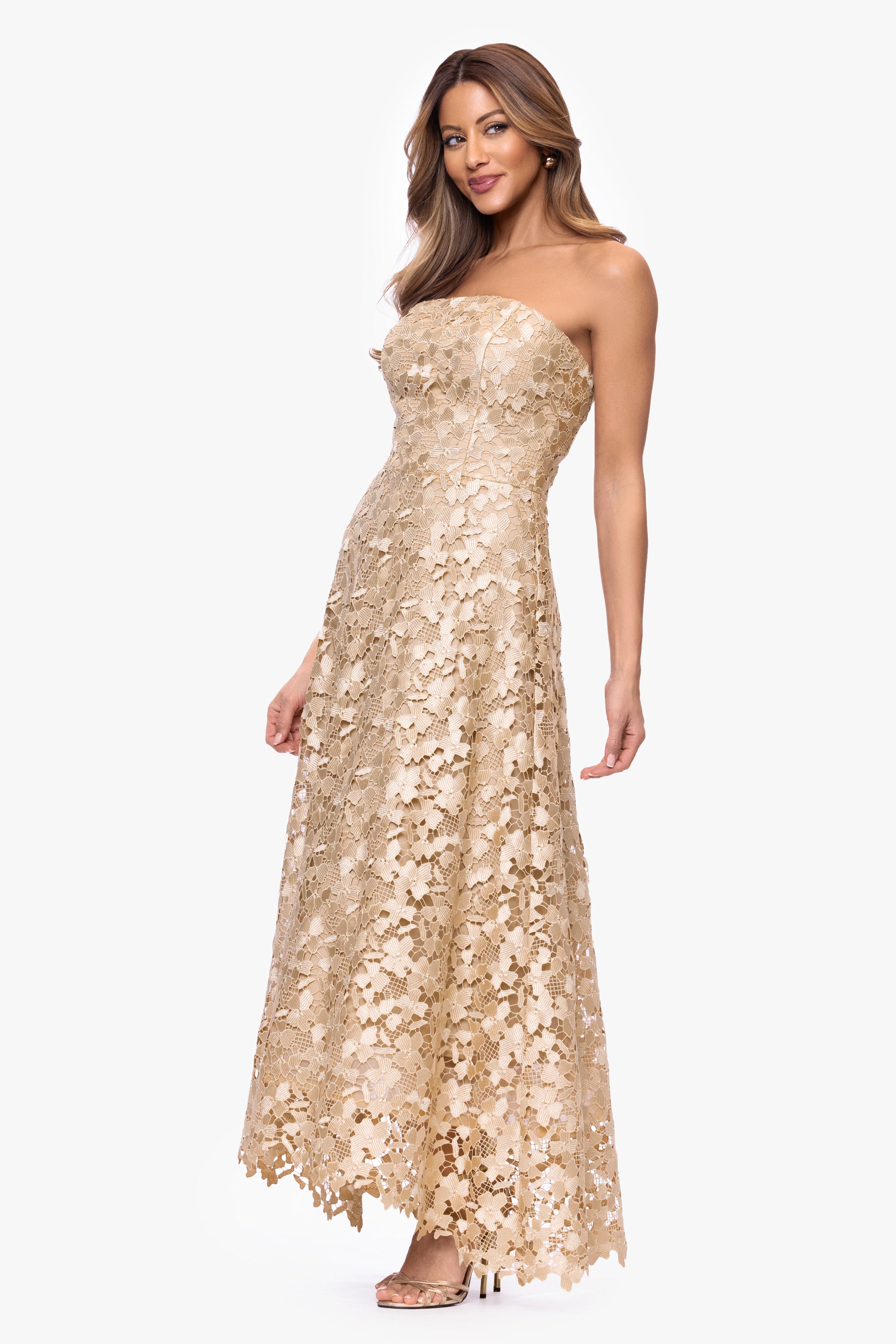 "Colby" Lace Strapless Gown