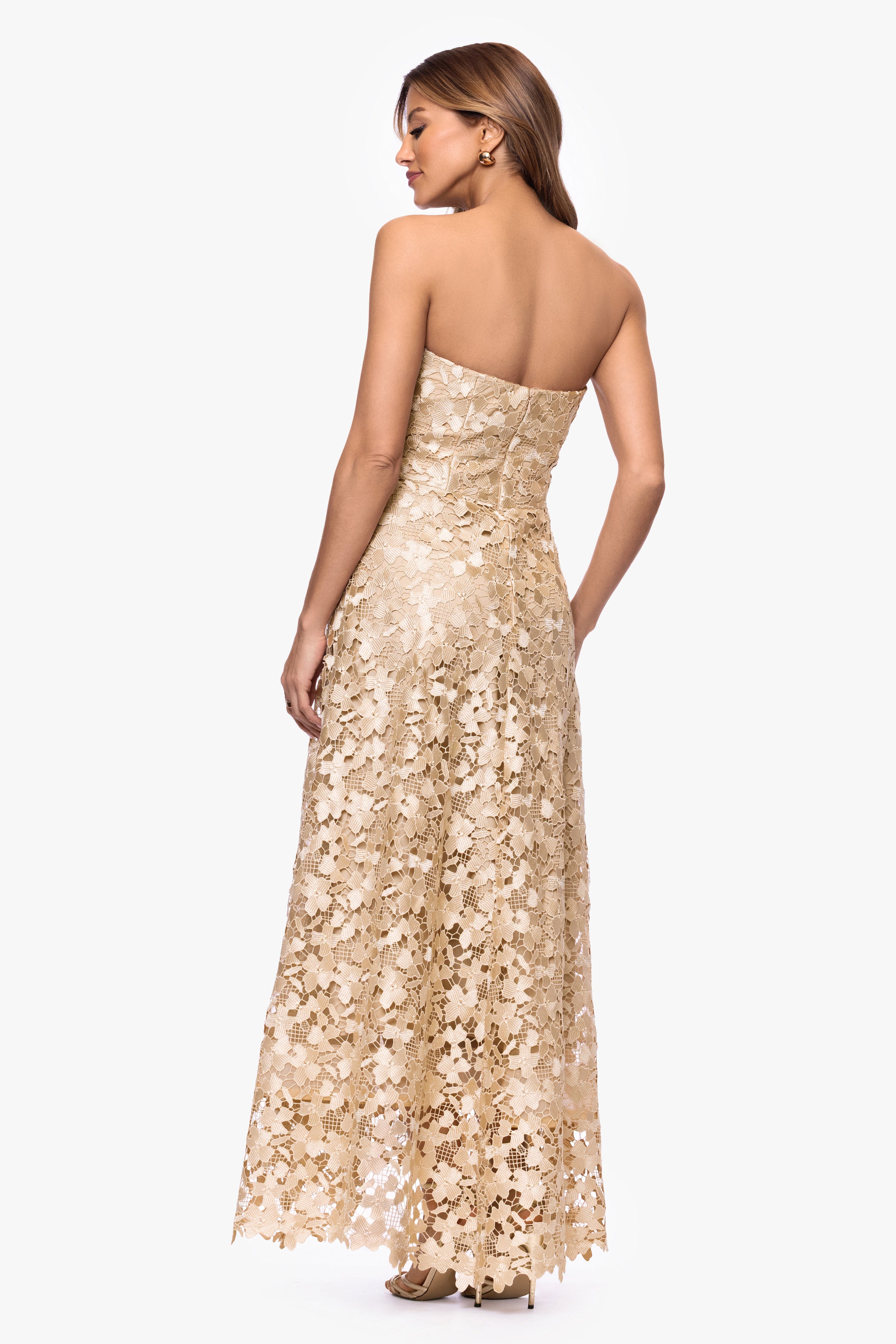"Colby" Lace Strapless Gown