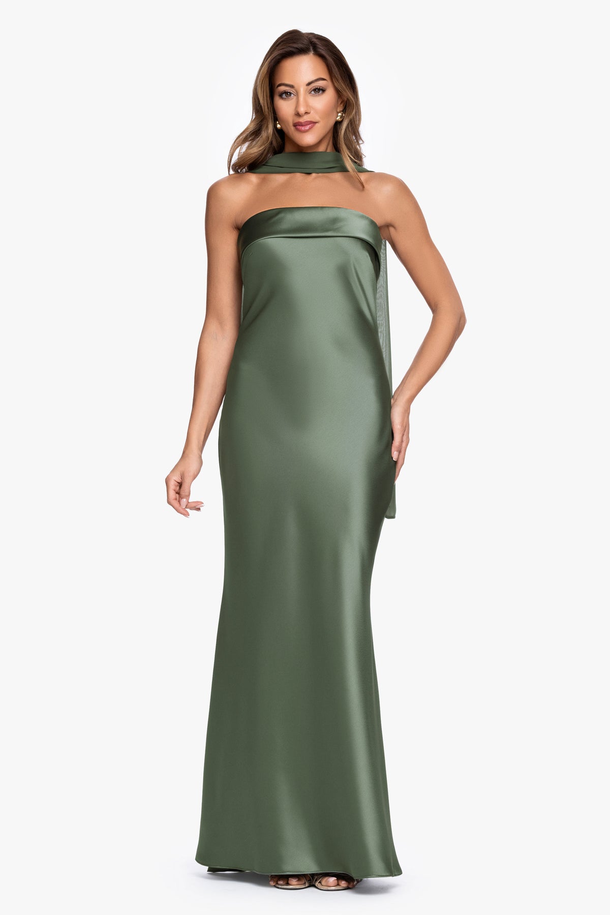 "Lila" Satin Hammered Chiffon Scarf Dress