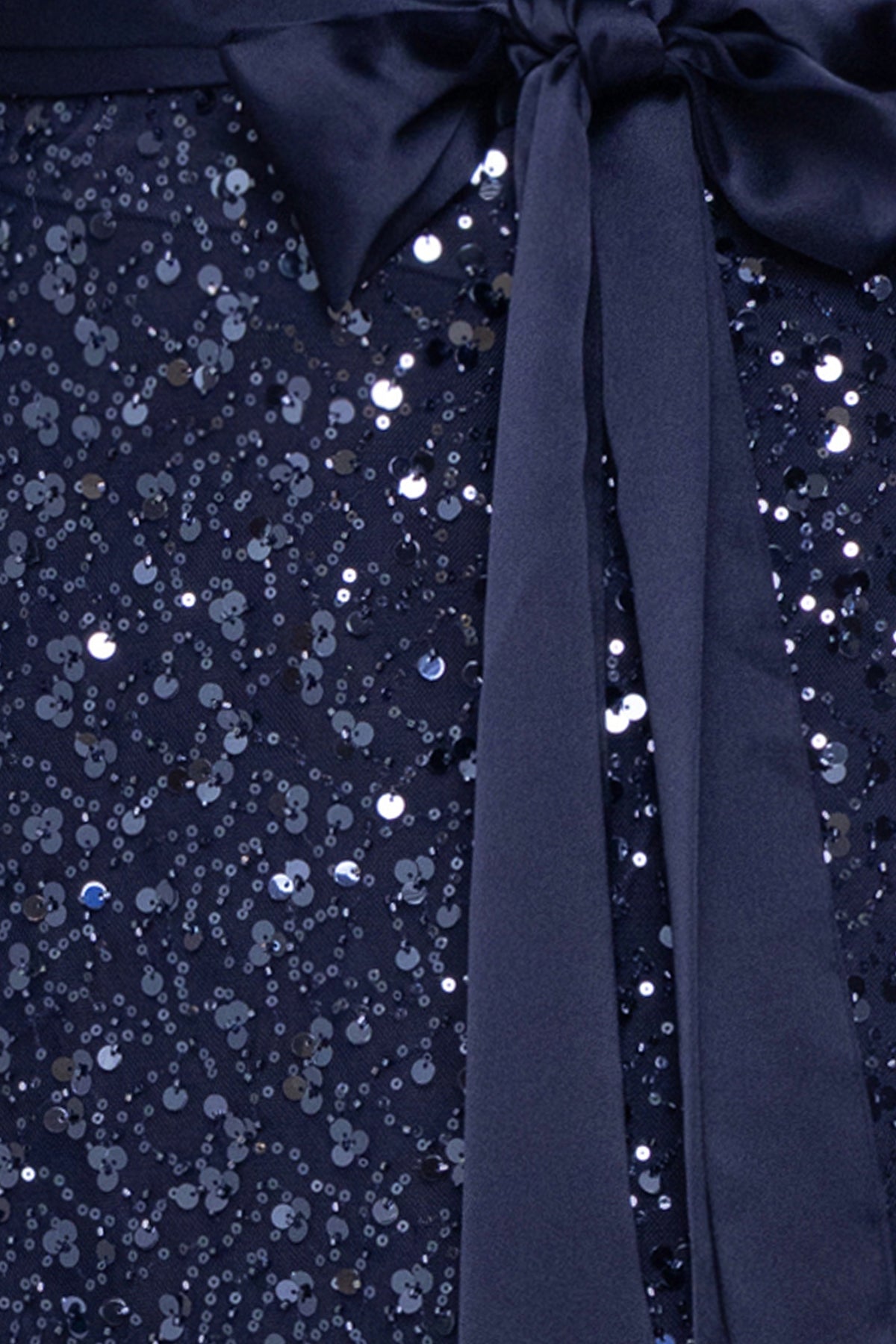 Plus "Cara" Satin & Sequin Combo Long Sleeve Dress