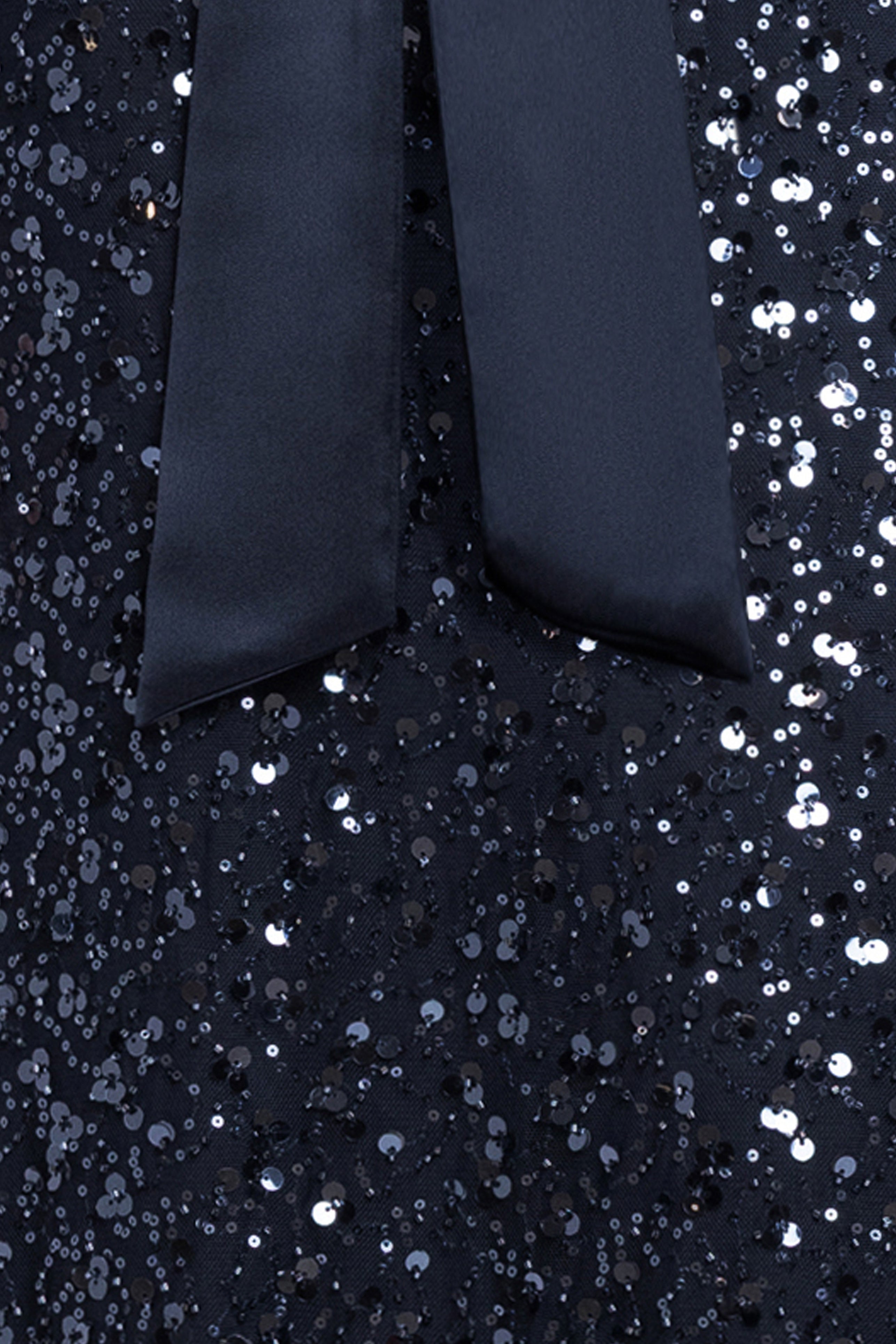 "Cara" Satin & Sequin Combo Long Sleeve Dress