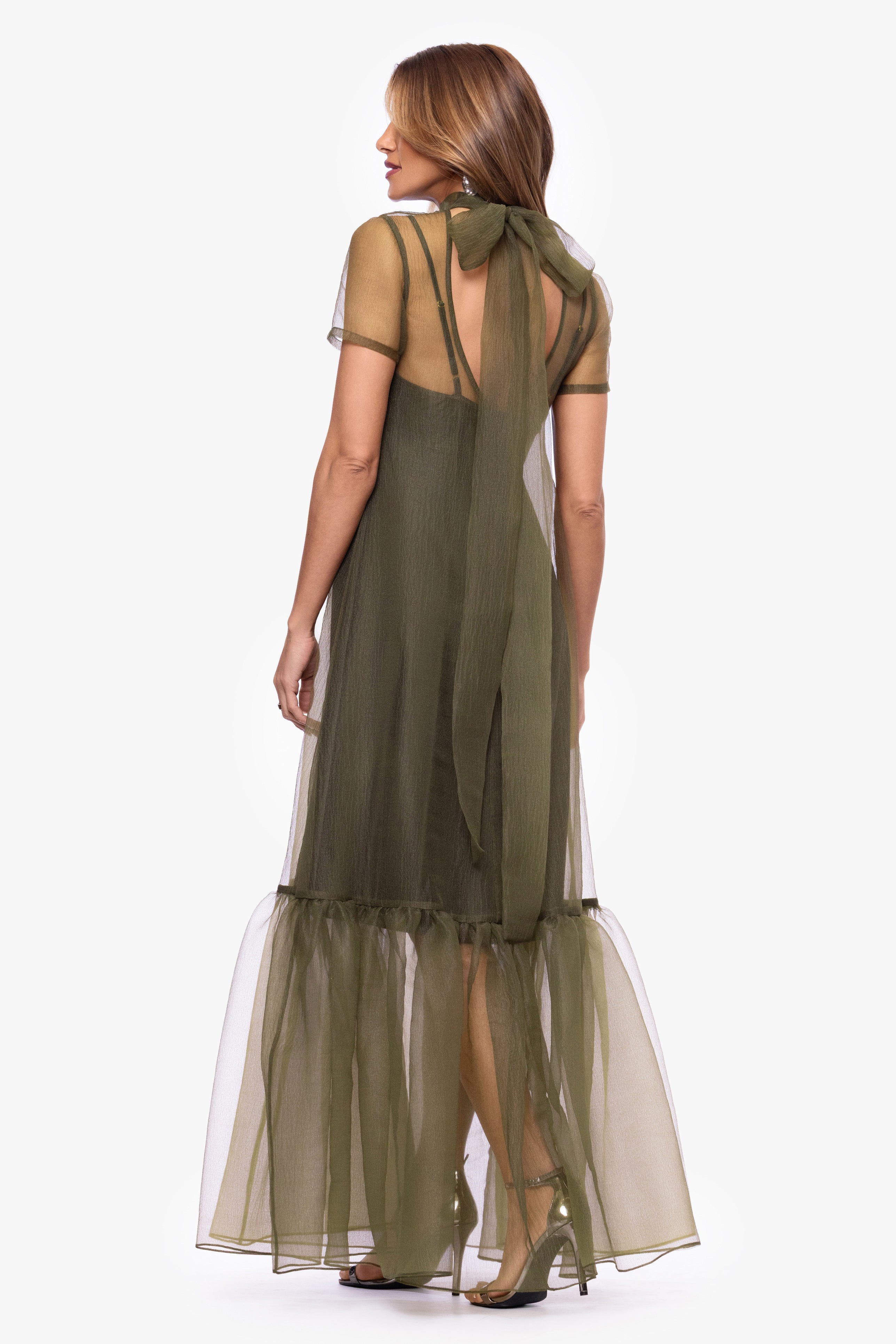 "Priscilla" Organza Turtleneck Overlay Slip Dress