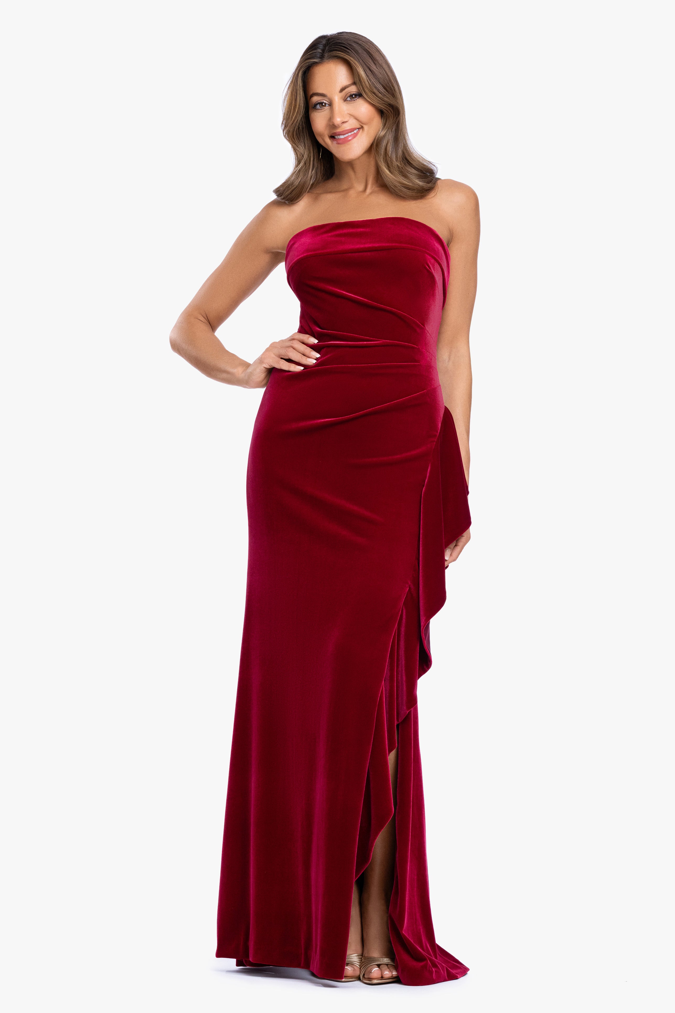 "Dillon" Stretch Velvet Strapless Dress