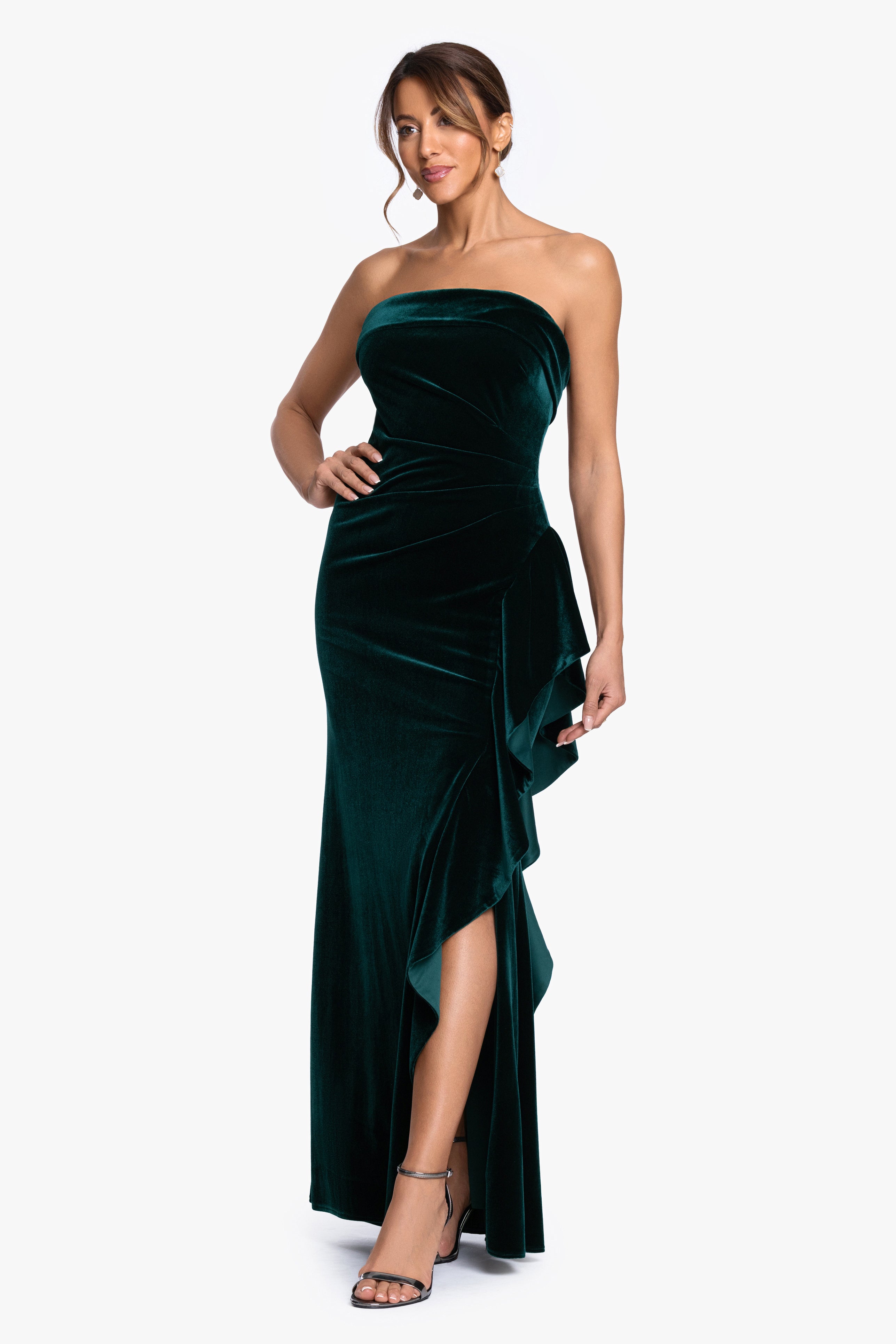 "Dillon" Stretch Velvet Strapless Dress