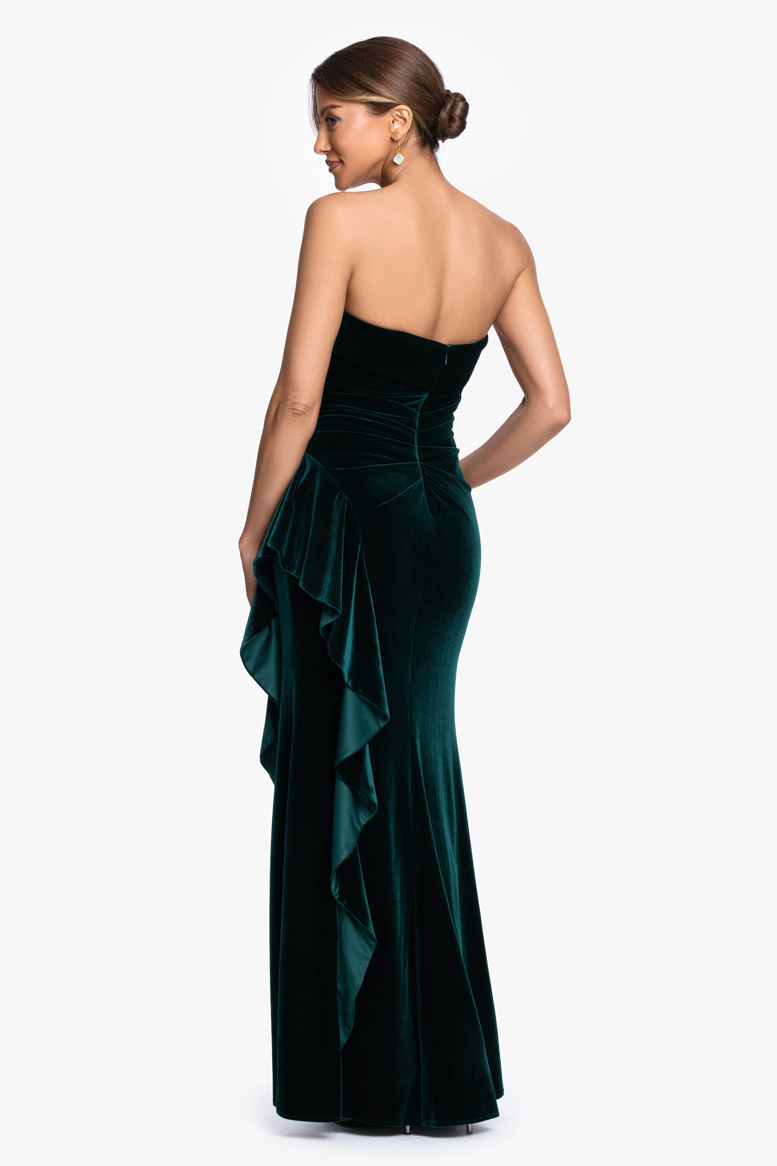 "Dillon" Stretch Velvet Strapless Dress