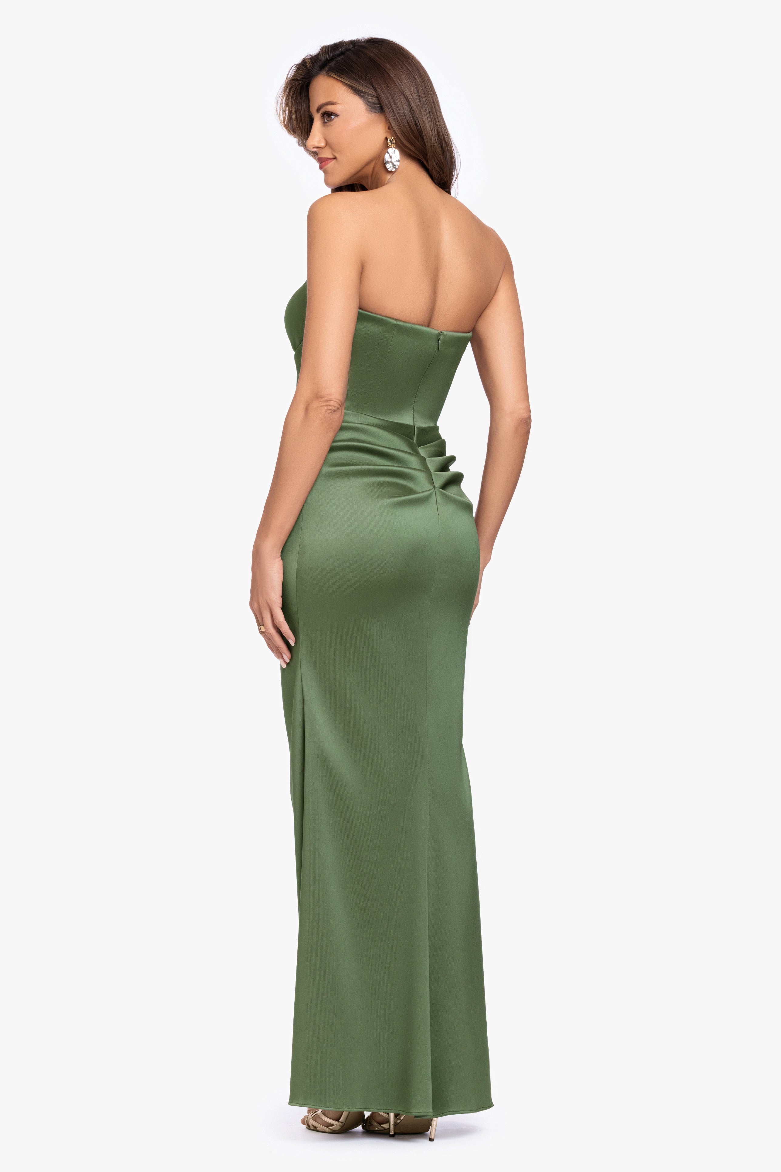 "Effie" Mikado Asymmetrical Strapless Dress