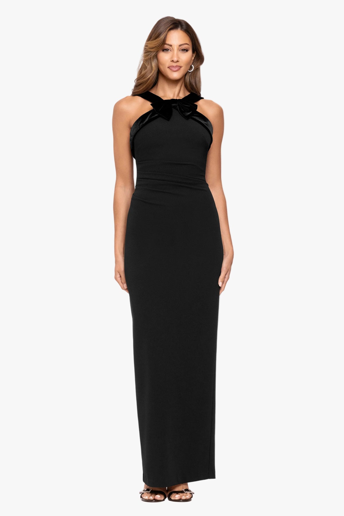 "Micah" Scuba Crepe & Velvet Trim Dress