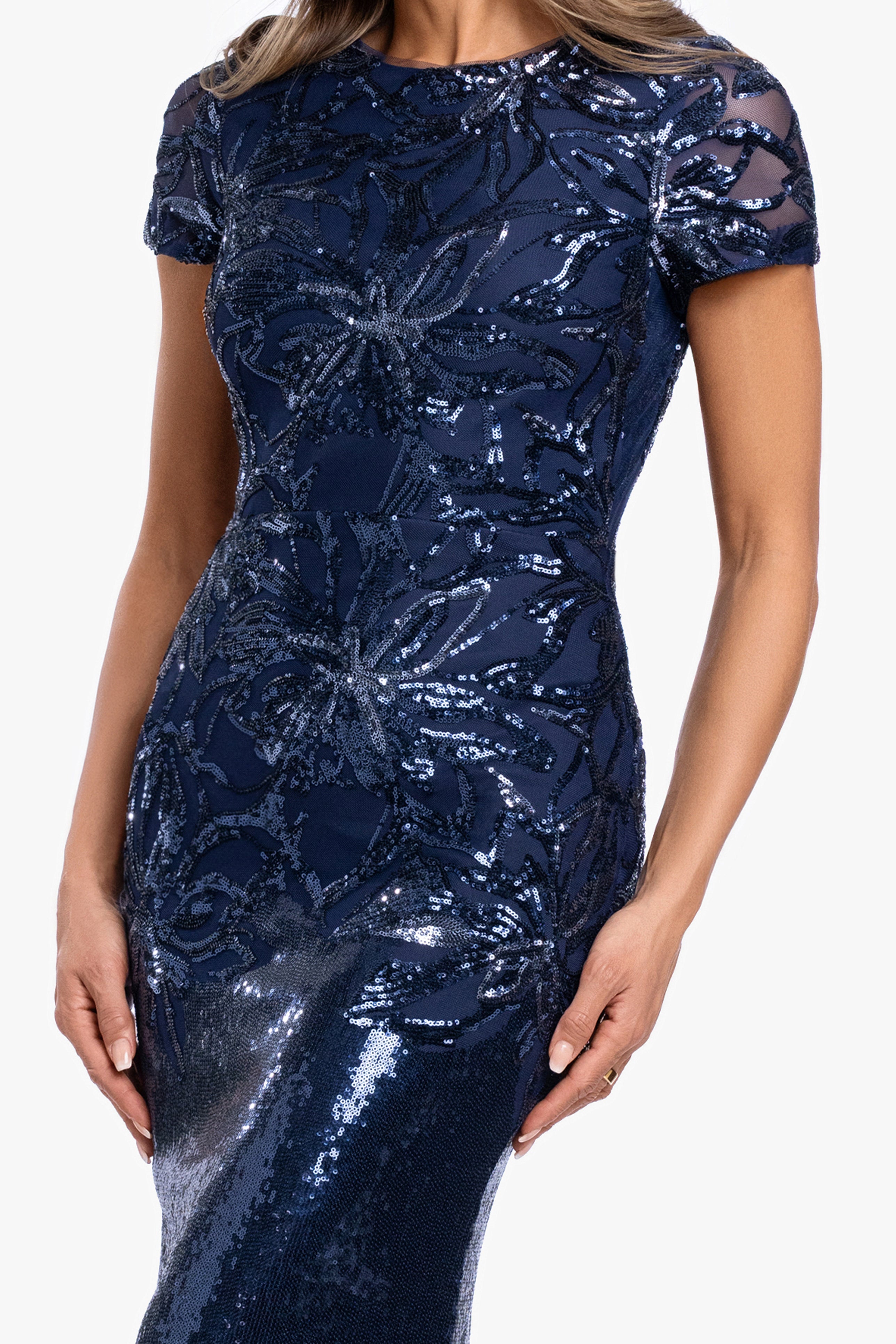 "Violet" Sequin Cap Sleeve Gown