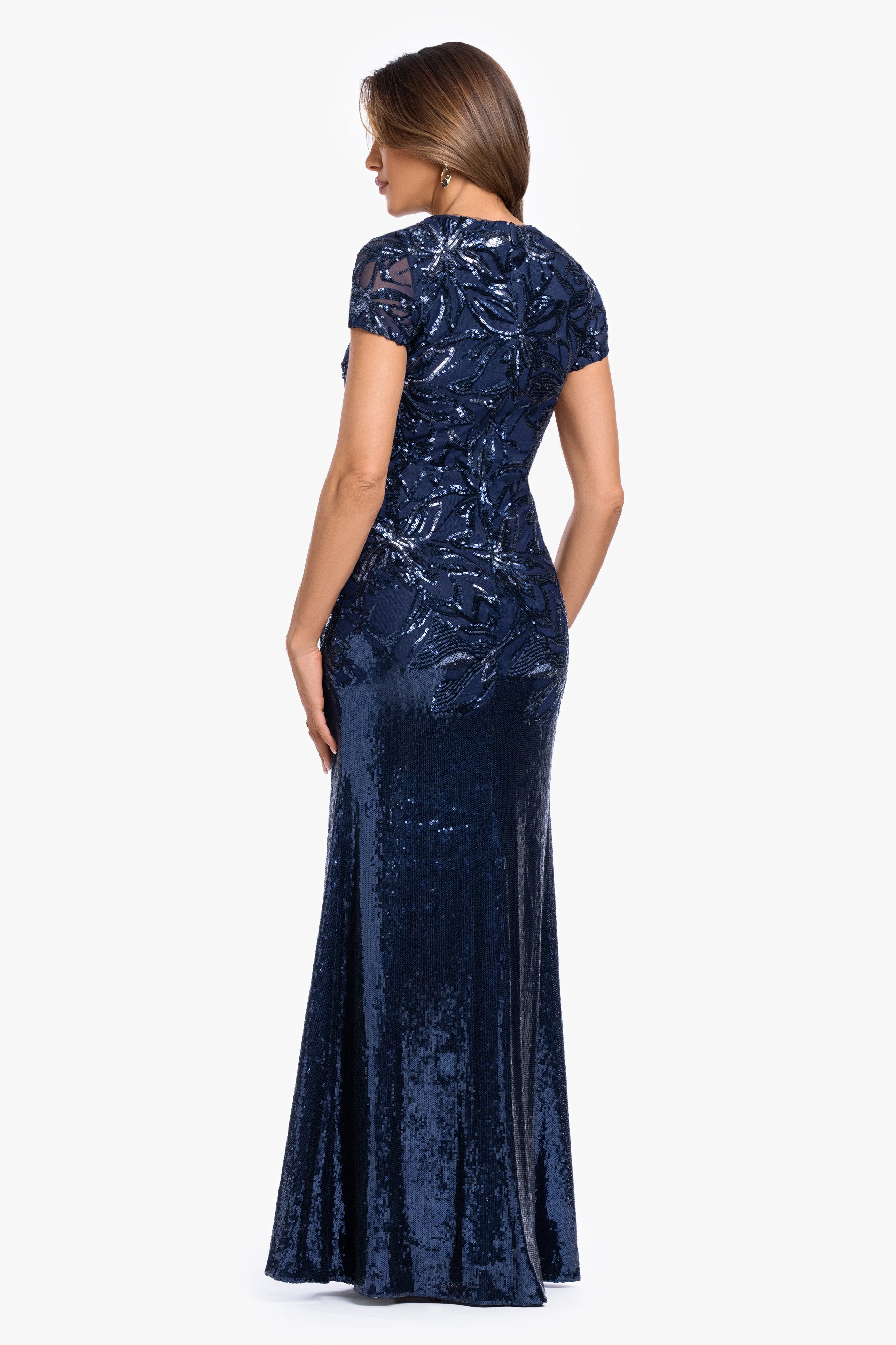 "Violet" Sequin Cap Sleeve Gown