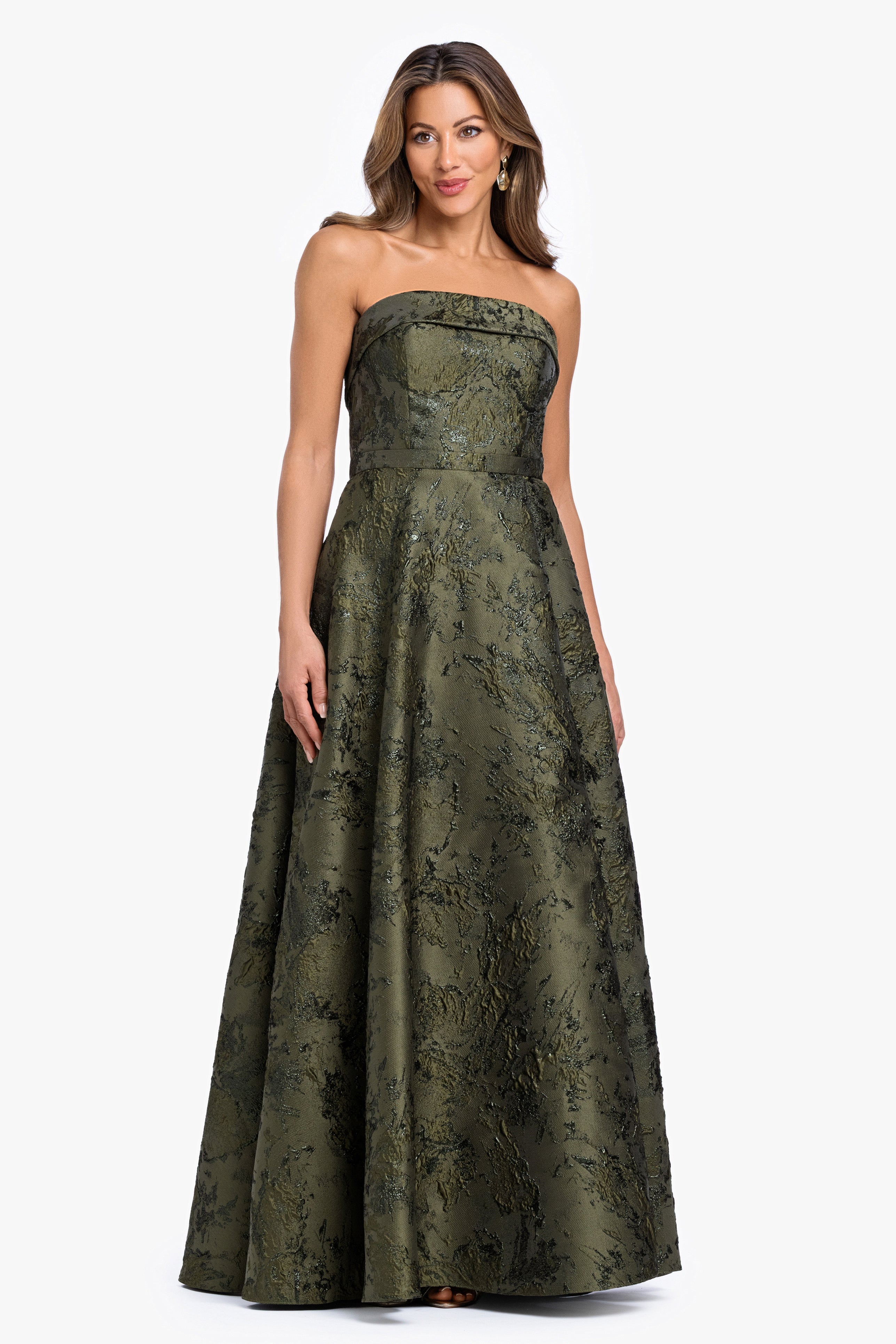"Nadine" Brocade Strapless Gown