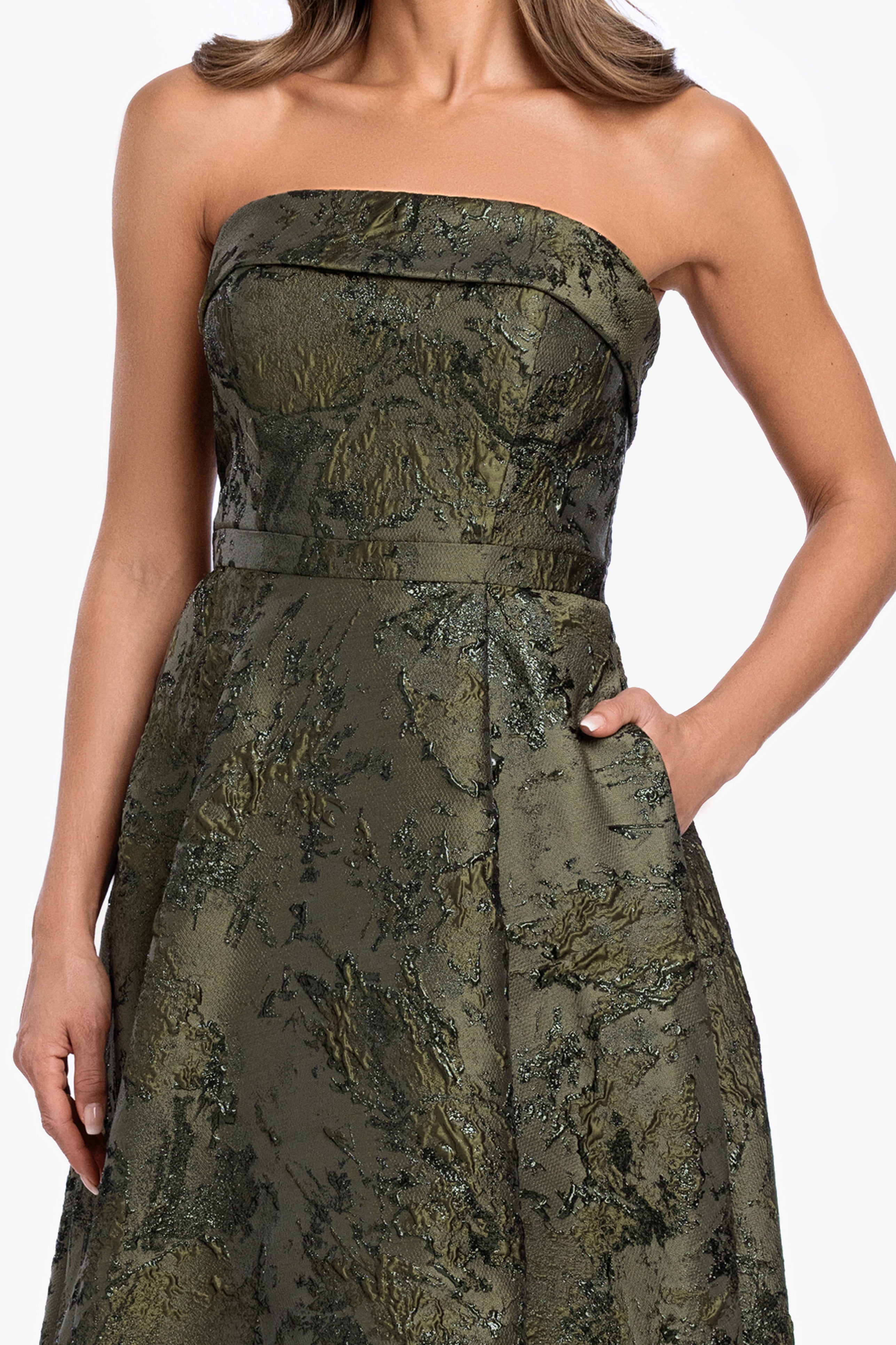 "Nadine" Brocade Strapless Gown