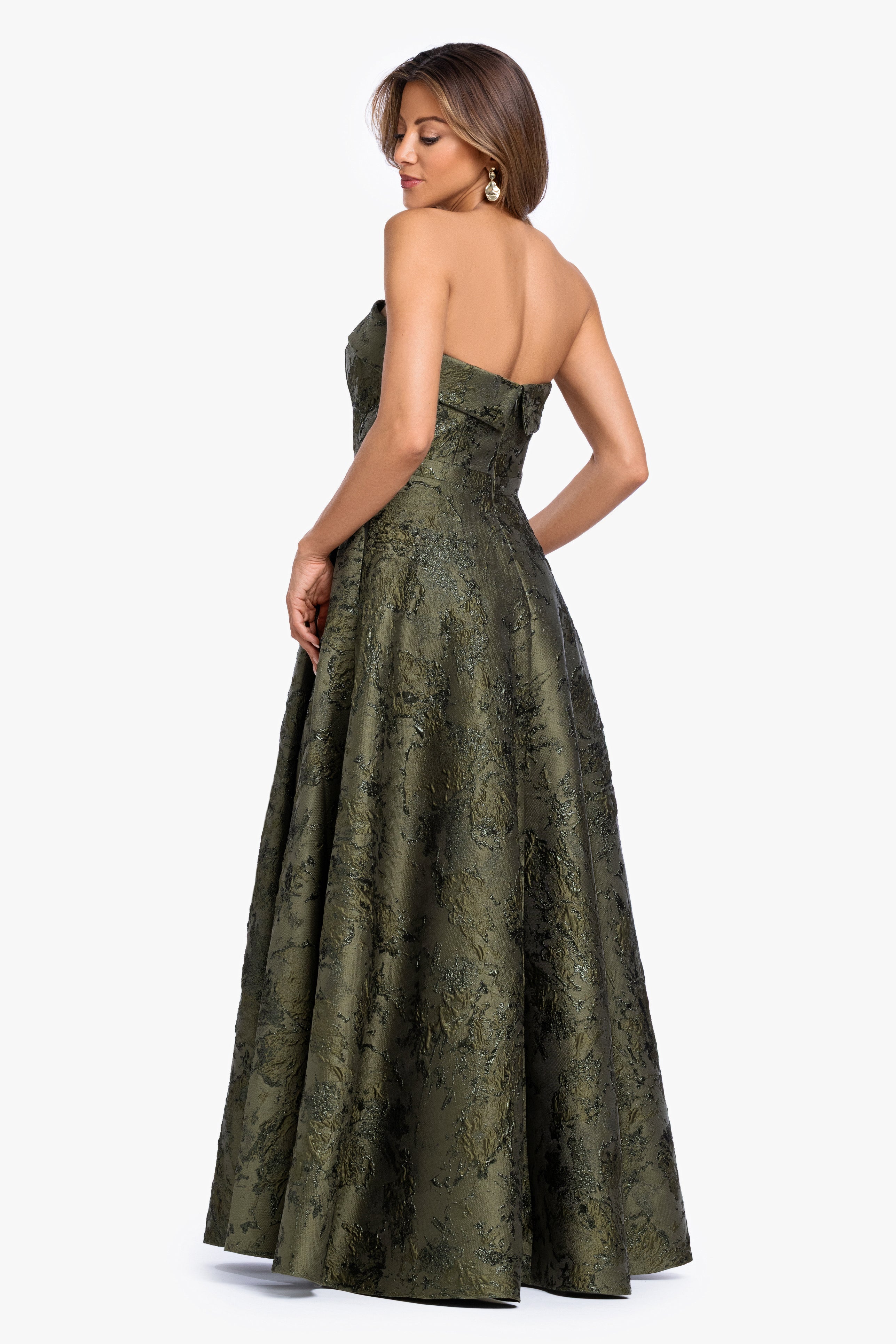 "Nadine" Brocade Strapless Gown