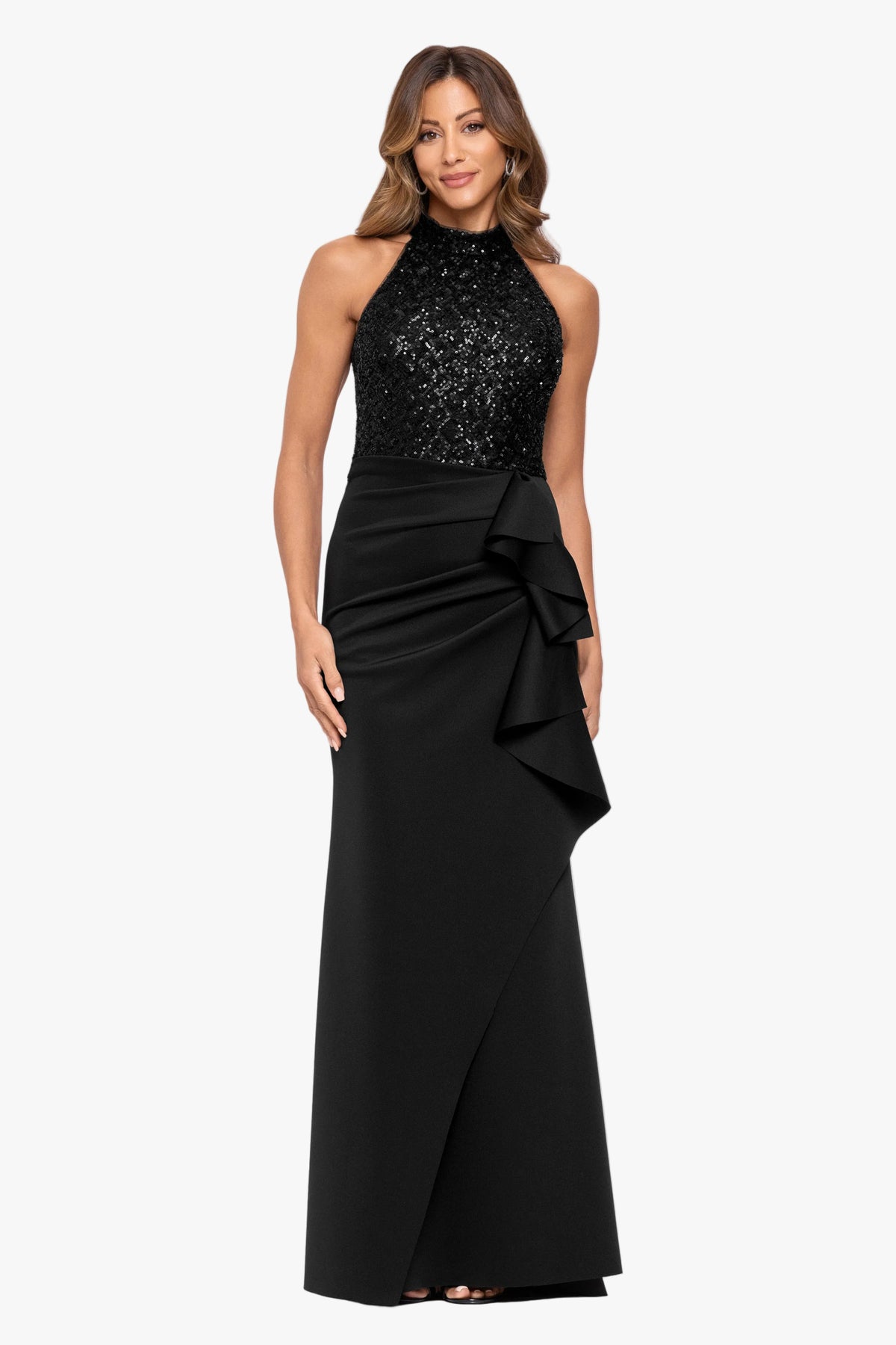 Petite Maude" Sequin & Techno Scuba Combo Dress