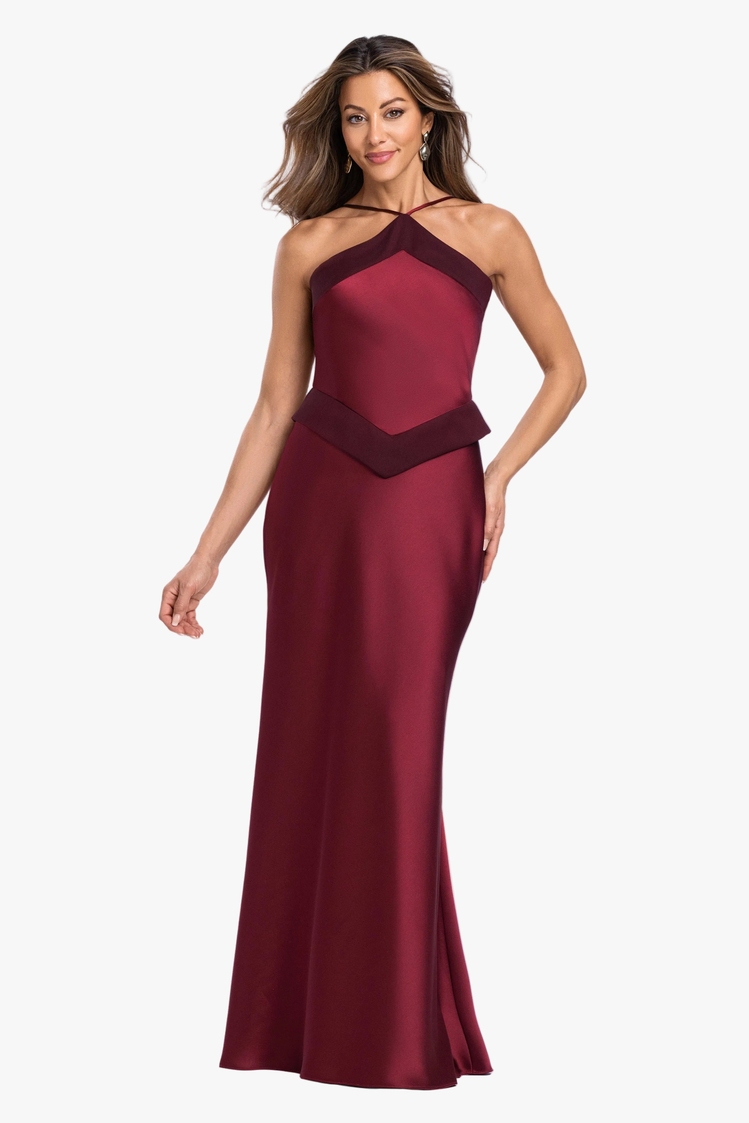 "Veronica" Satin Spaghetti Gown