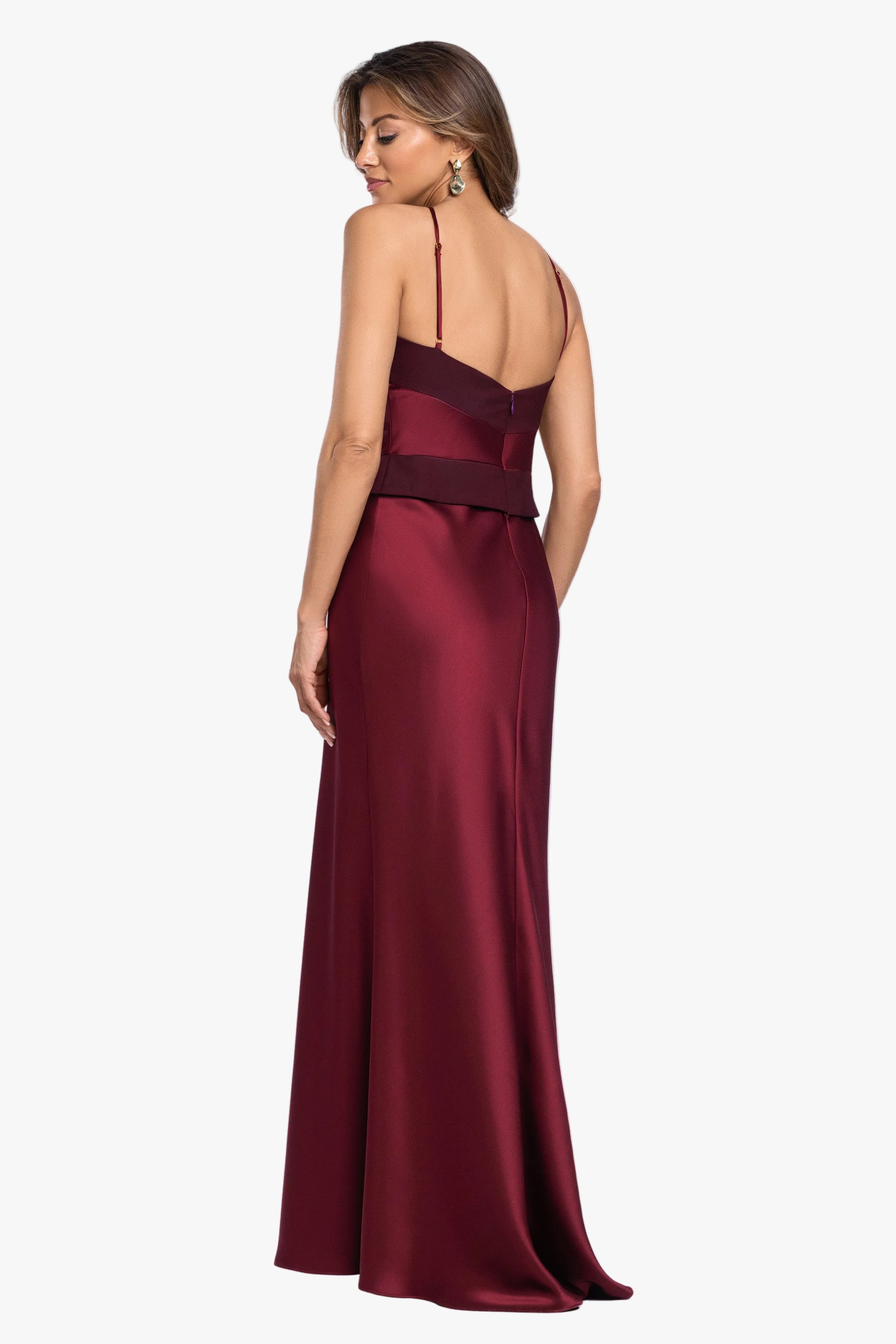 "Veronica" Satin Spaghetti Gown