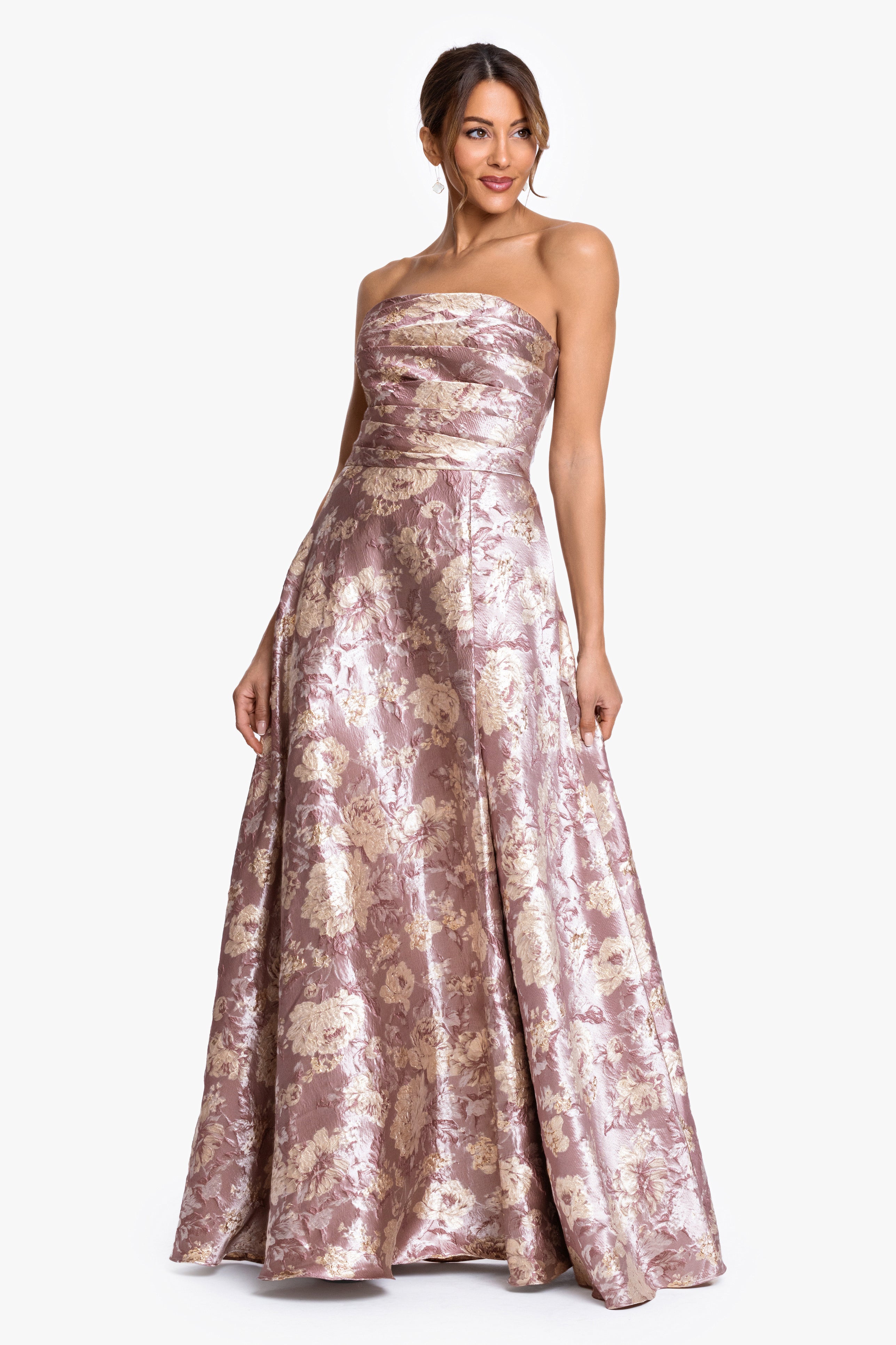 "Scarlett" Brocade Strapless Ball Gown