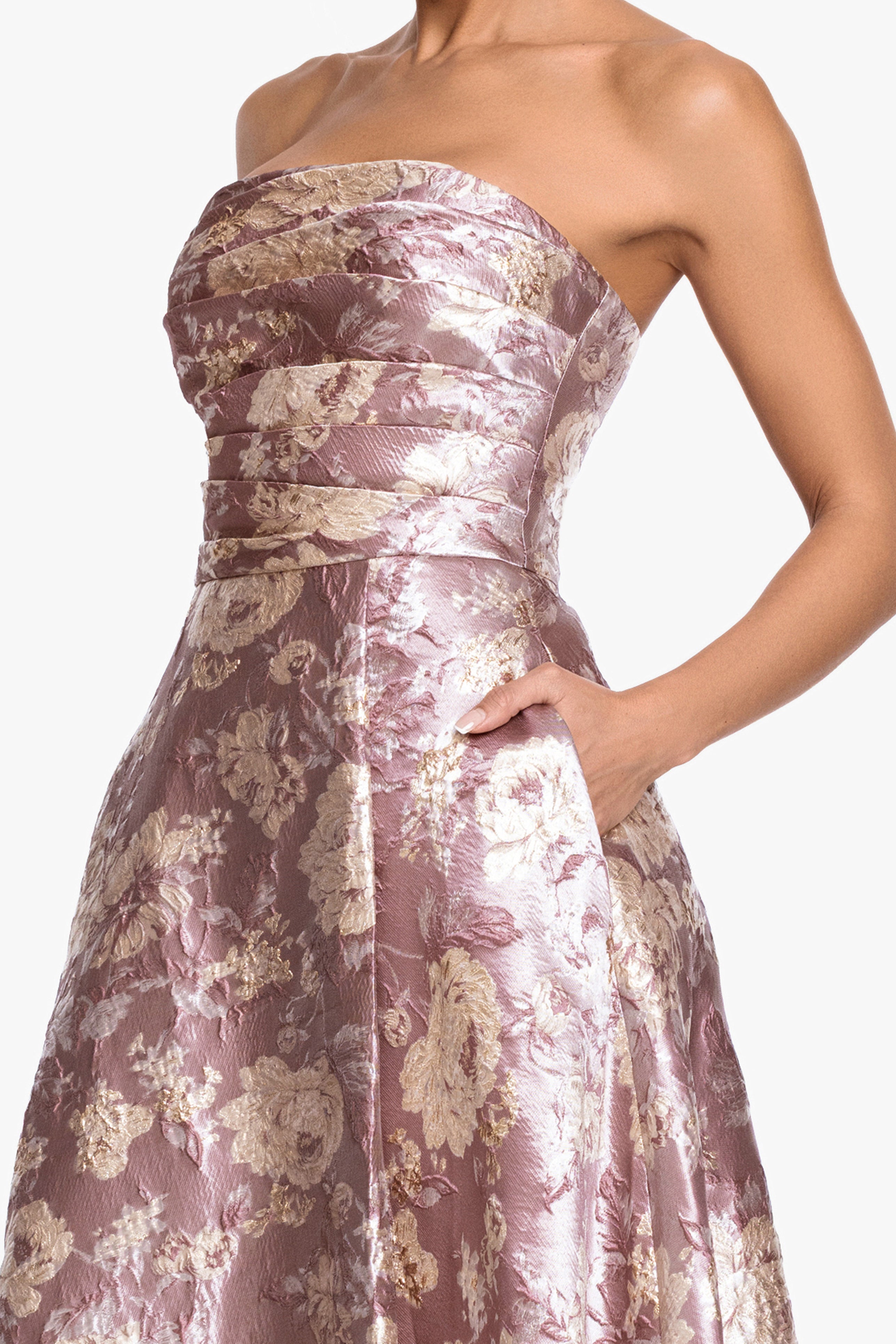 "Scarlett" Brocade Strapless Ball Gown