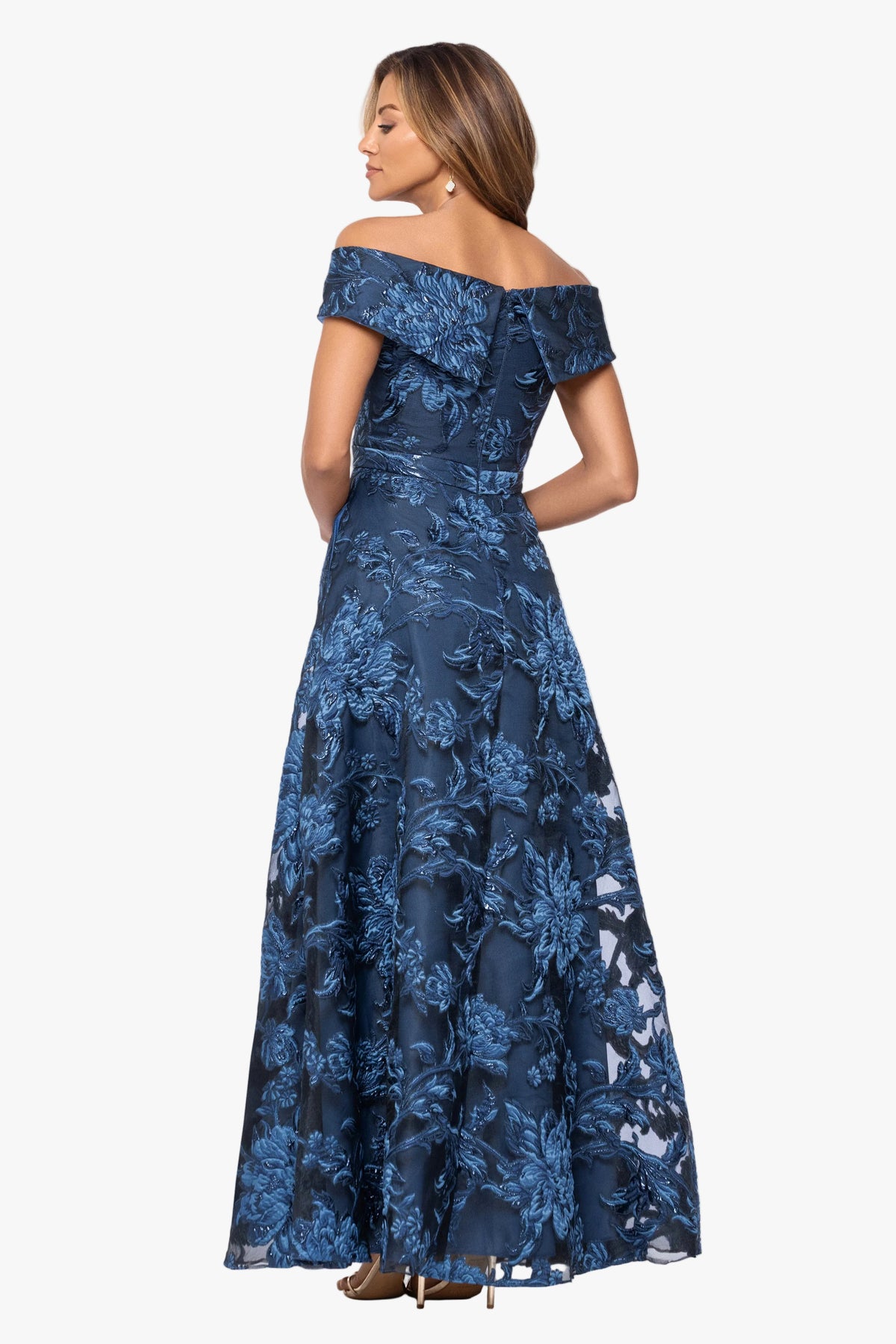 "Astrid" Organza Brocade Off Shoulder Dress