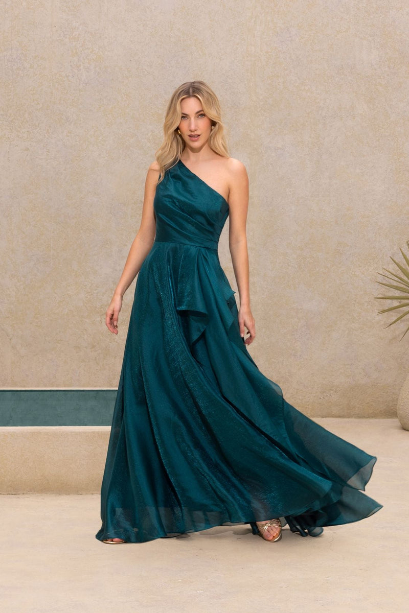 Samantha Organza One Shoulder Ruffle Dress