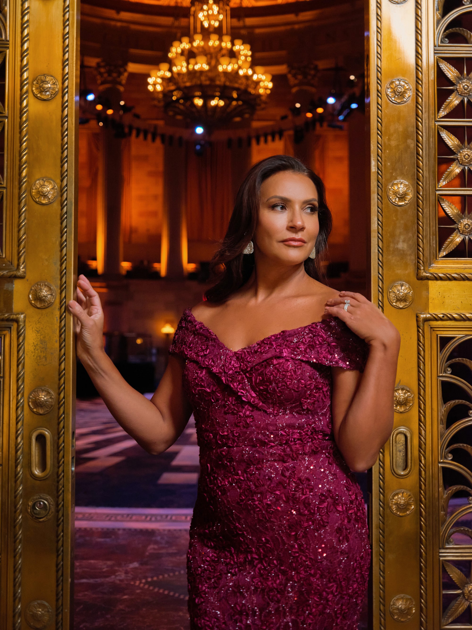 "Jill" Off The Shoulder Long Lace Dress