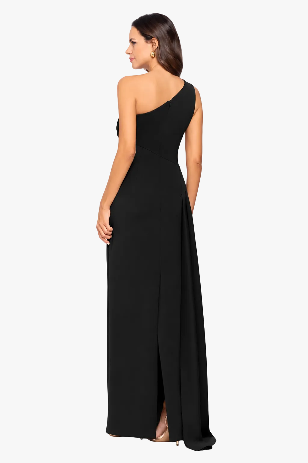 "Edith" Techno Scuba One Shoulder Ruched Dress