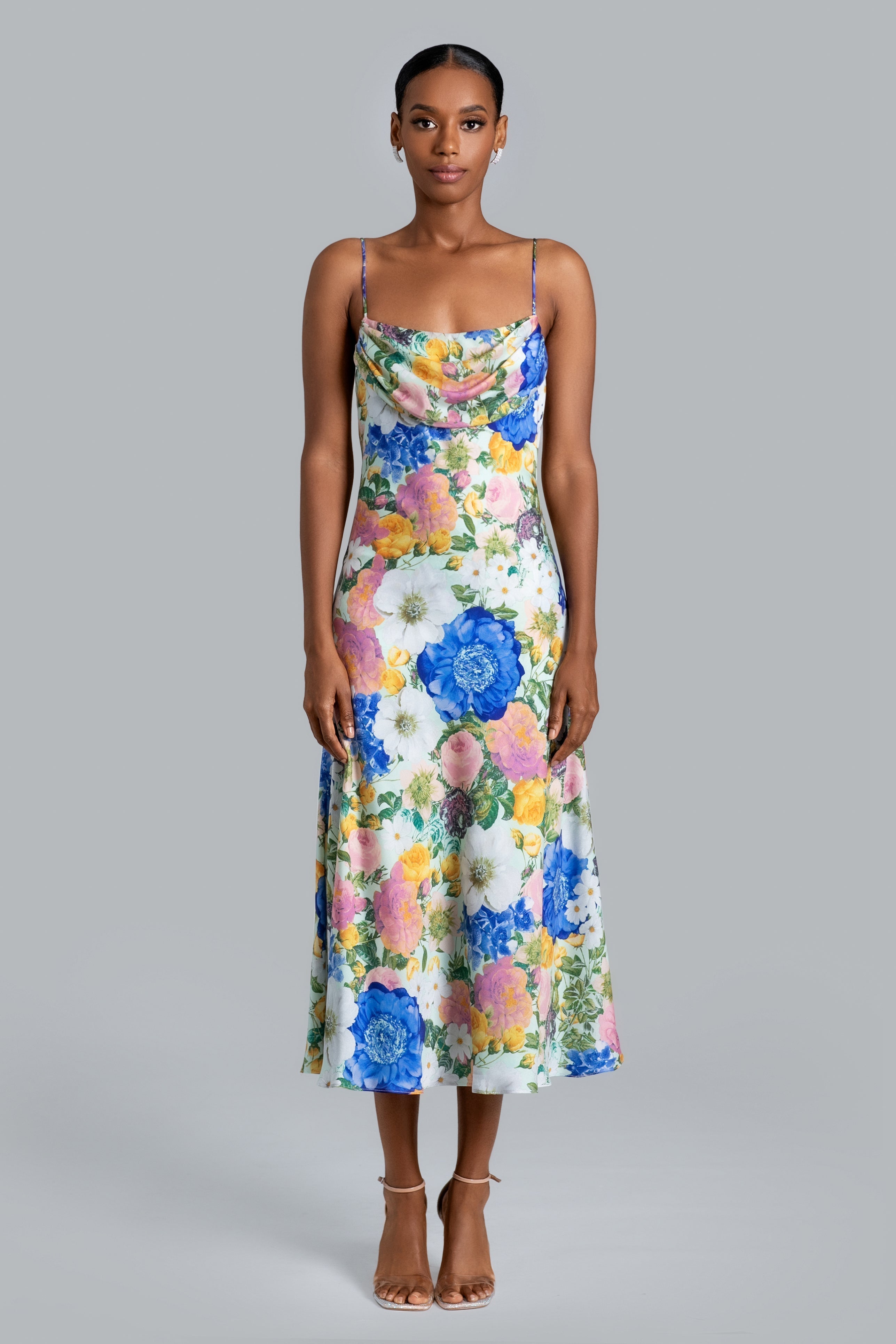 GHRAIL "Mason" Printed Satin Midi