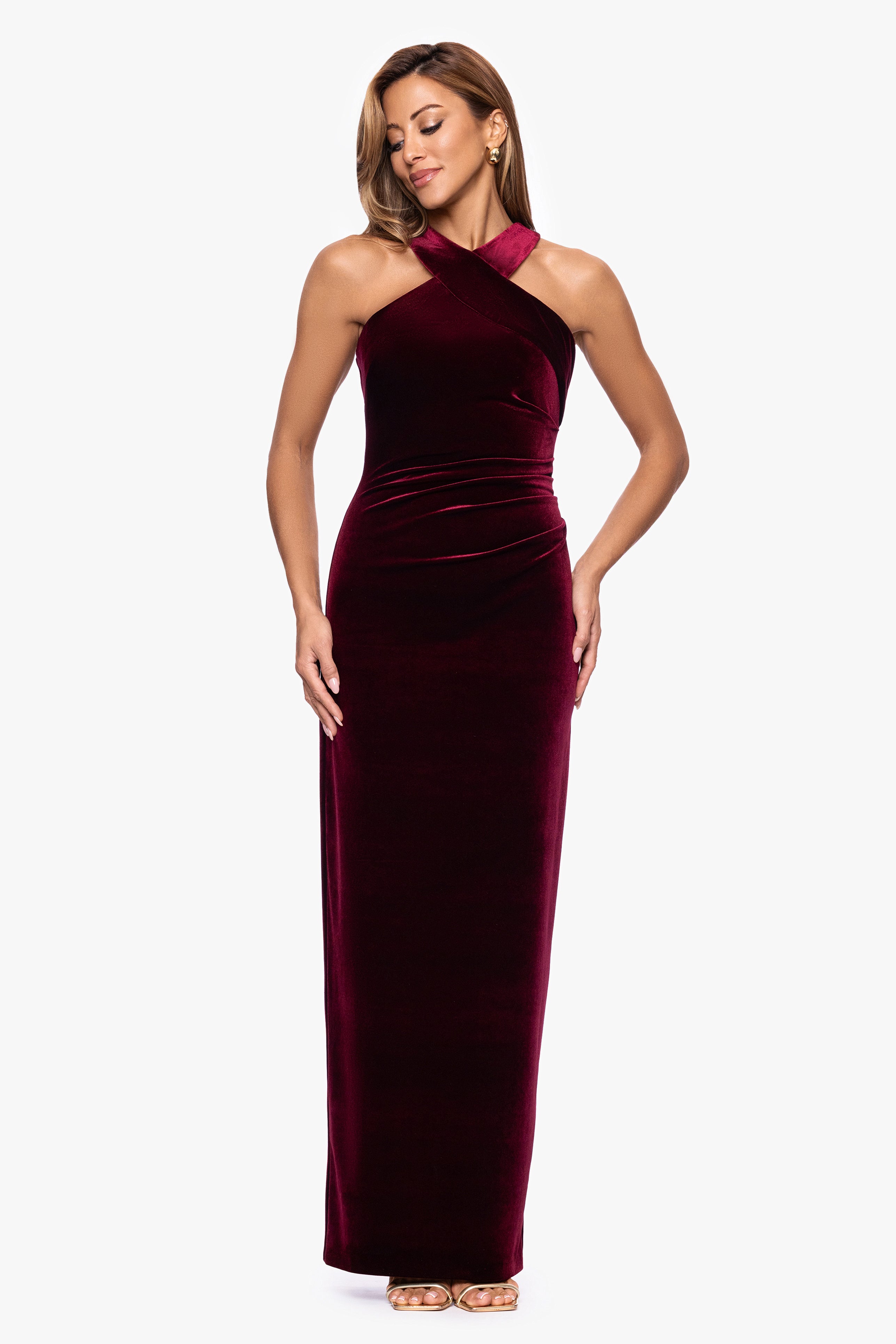 Petite "Milan" Velvet Cross Top Dress