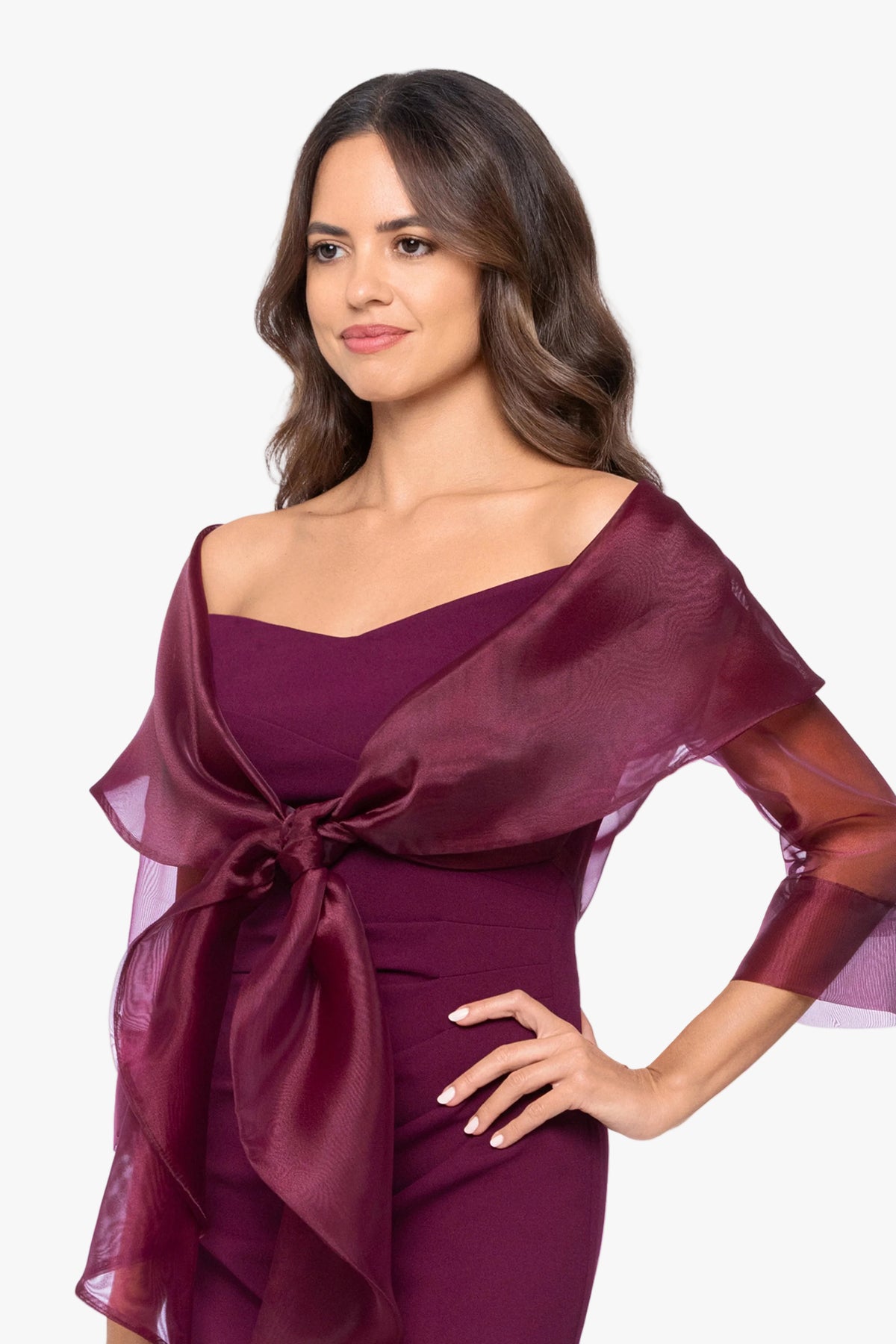 "Agnes" Organza 3/4 Sleeve Shawl Wrap