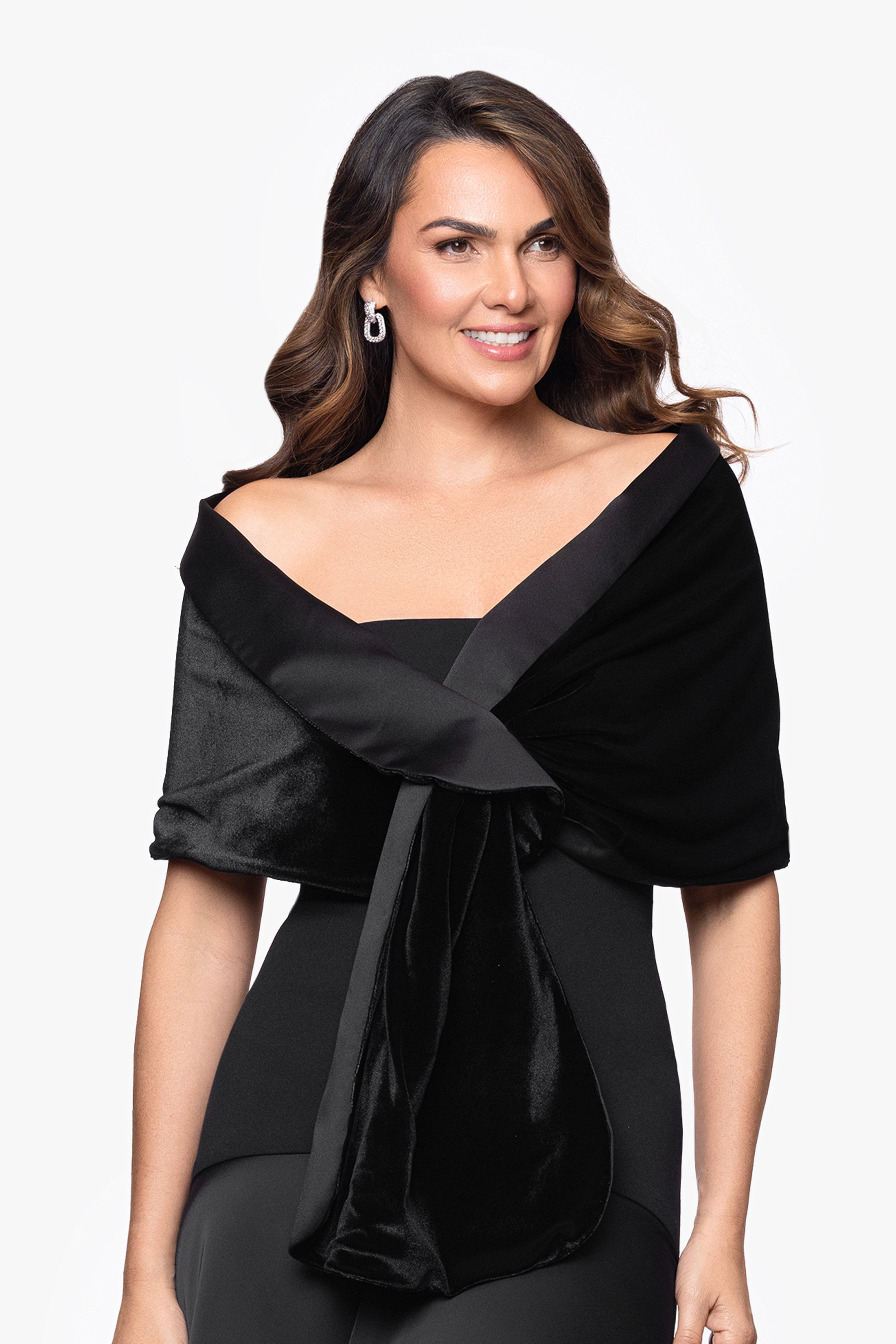 "Rosemary" Velvet and Satin Pull Through Shawl Wrap