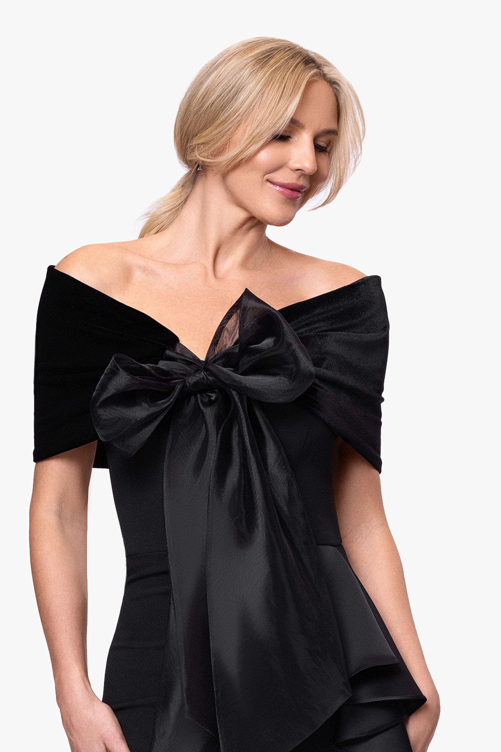 "Georgina" Velvet Organza Bow Shawl Wrap