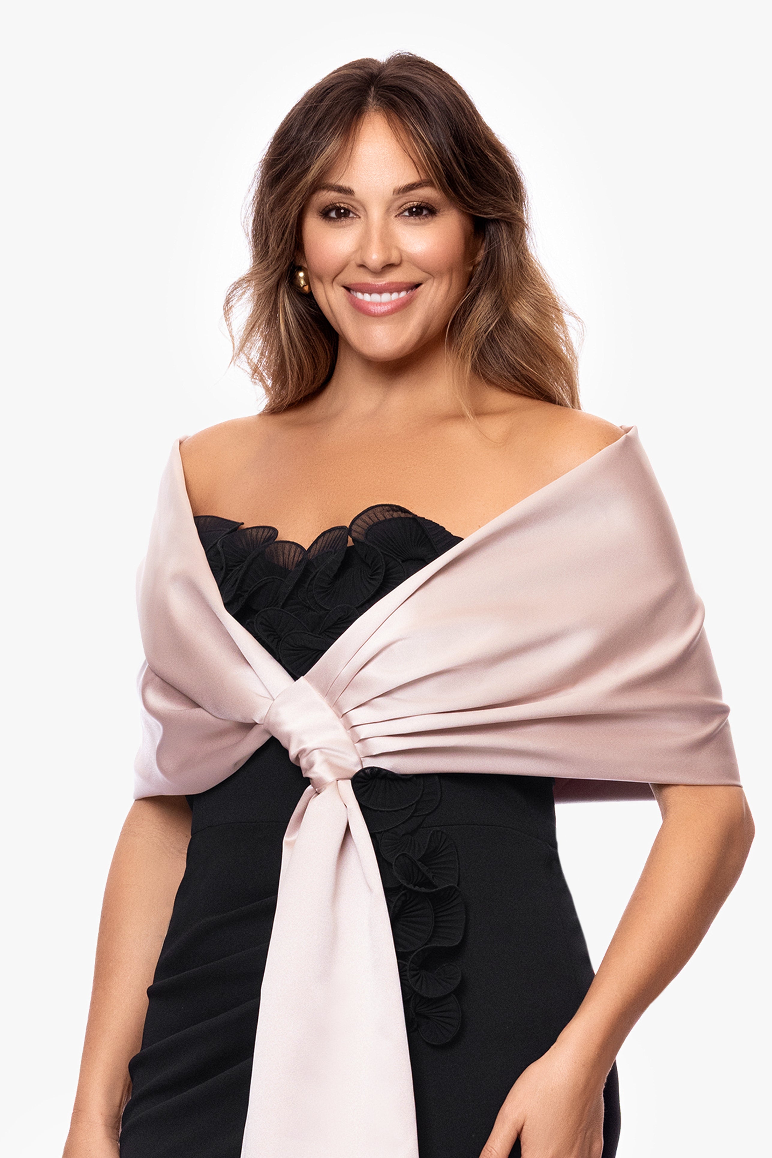 Plus "Miranda" Satin Pull Through Shawl Wrap