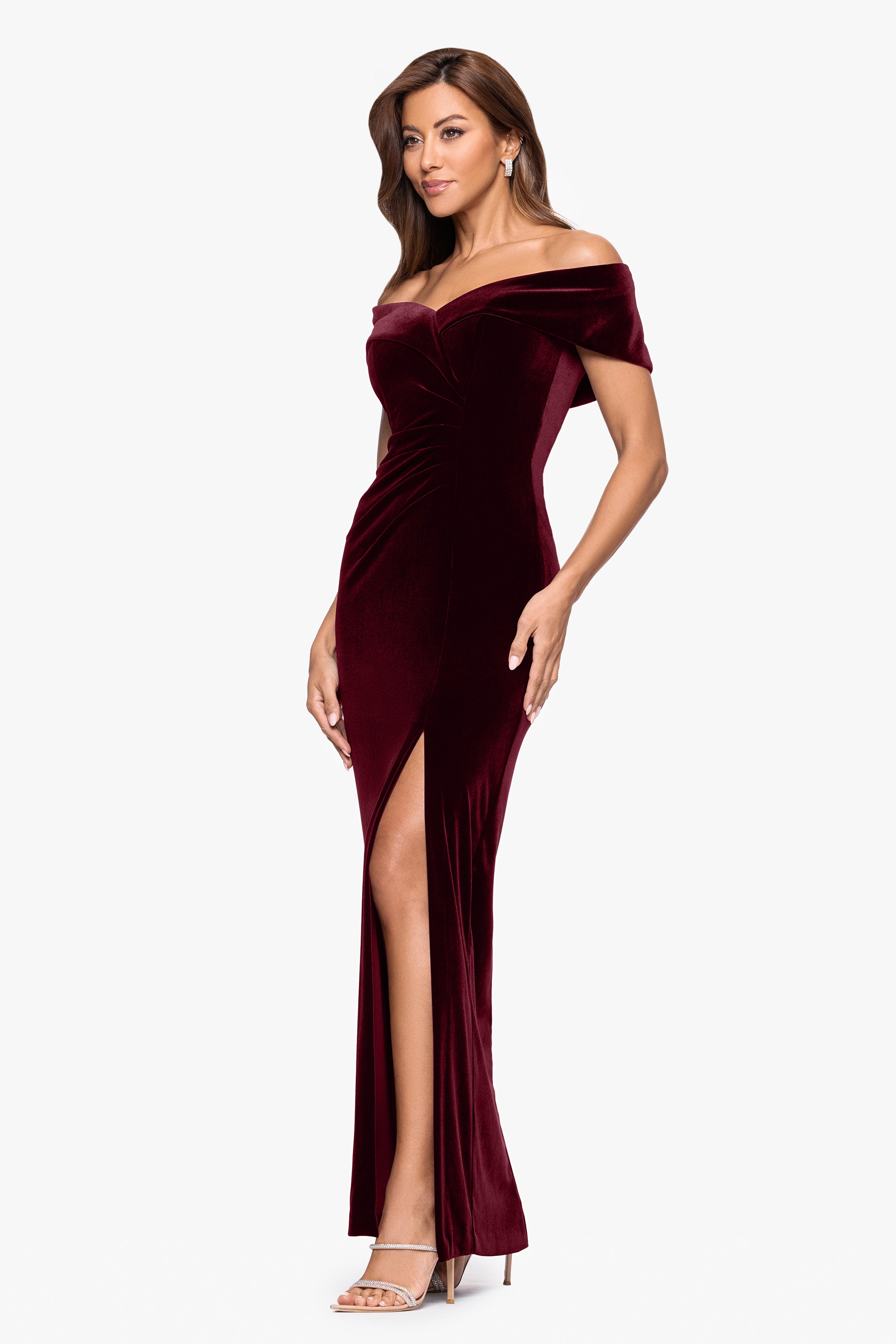 "Charmaine" Velvet Off The Shoulder Gown