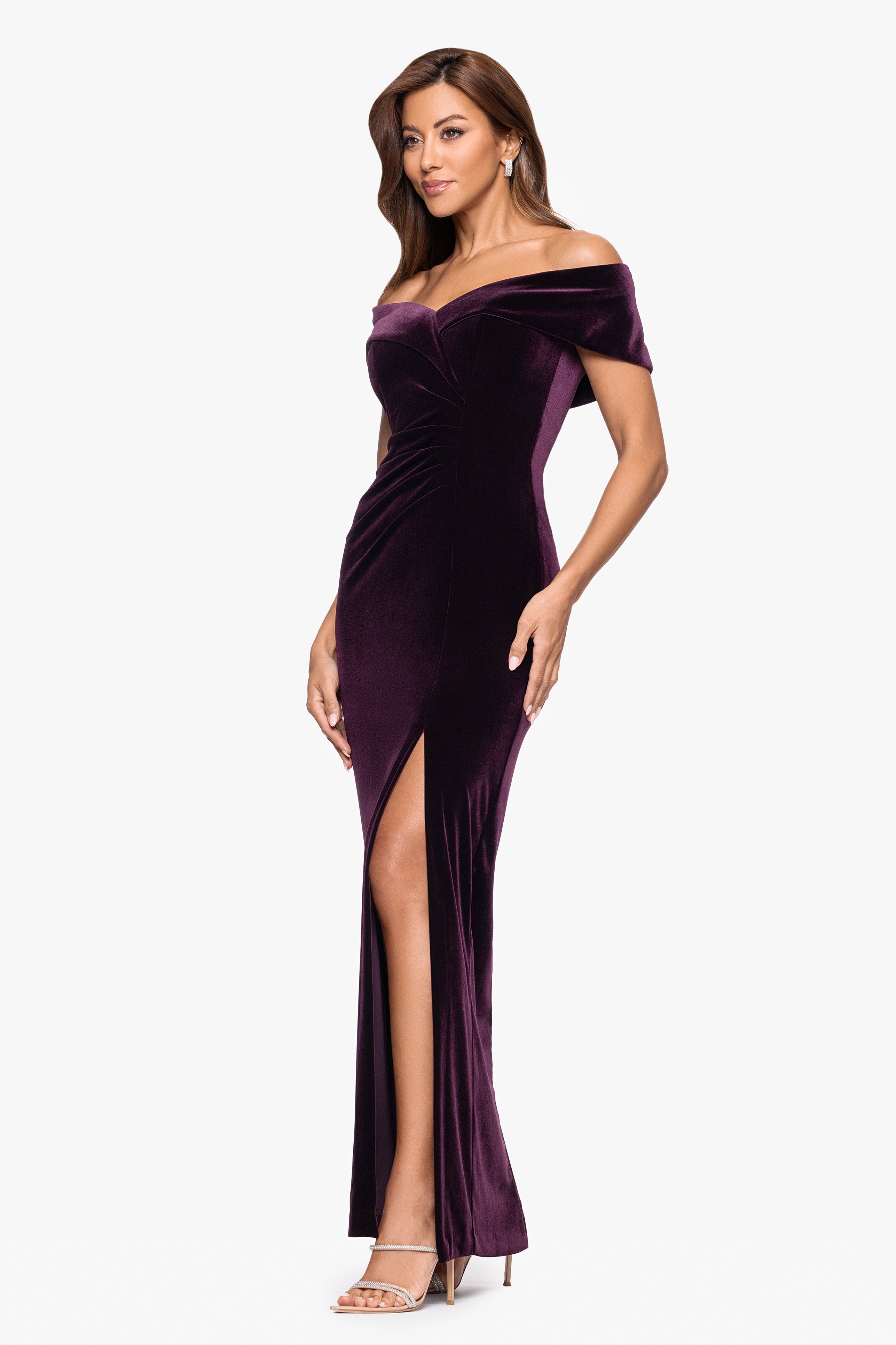 "Charmaine" Velvet Off The Shoulder Gown