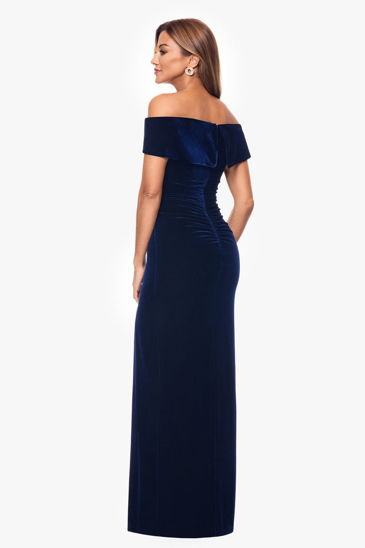 "Charmaine" Long Off the Shoulder Velvet Gown