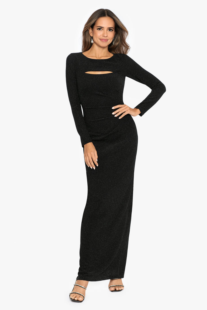 "Esmeralda" Long Sleeve Glitter Knit Long Dress