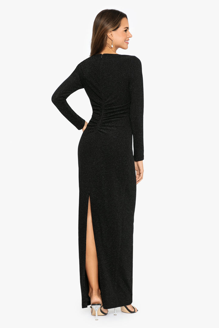 "Esmeralda" Long Sleeve Glitter Knit Long Dress