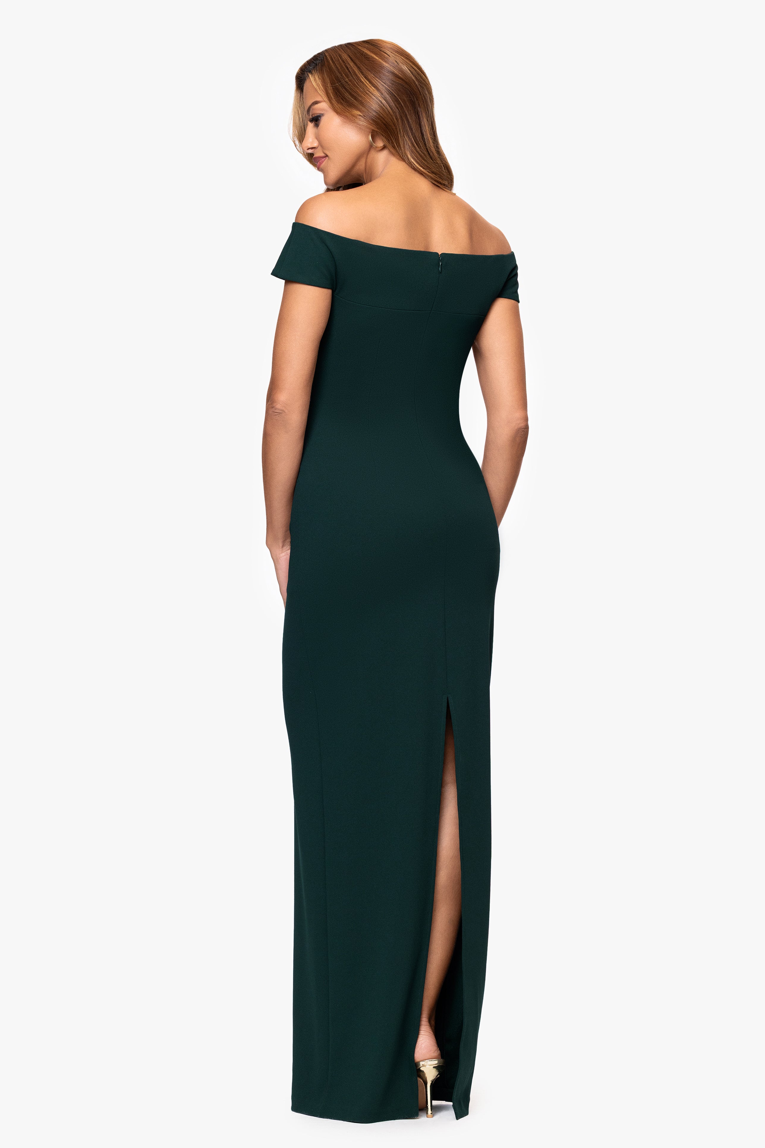 "Ophelia" Scuba Crepe Off Shoulder Dress
